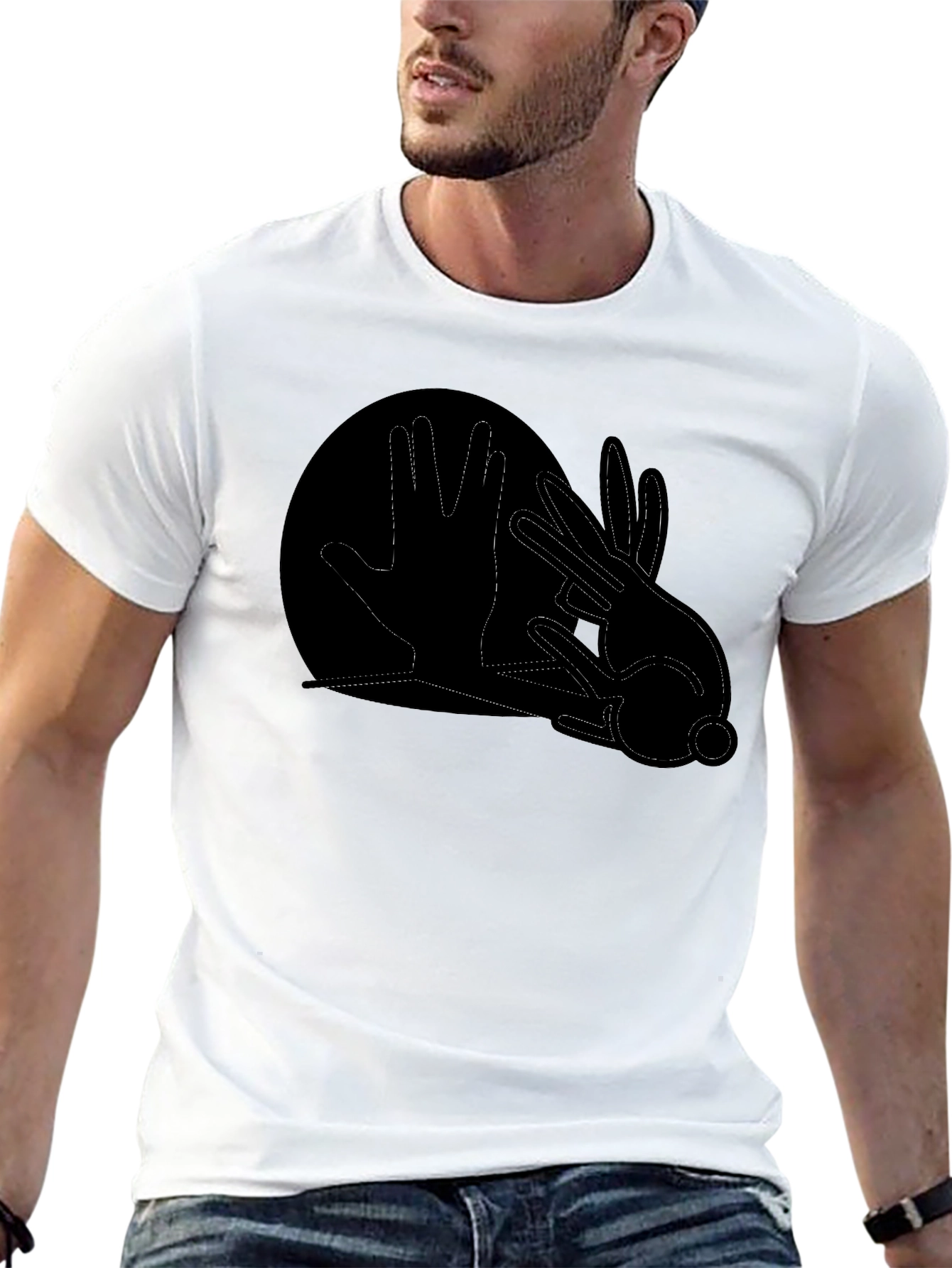 Black Shadow Hands T-Shirt - Rabbit Design view 13