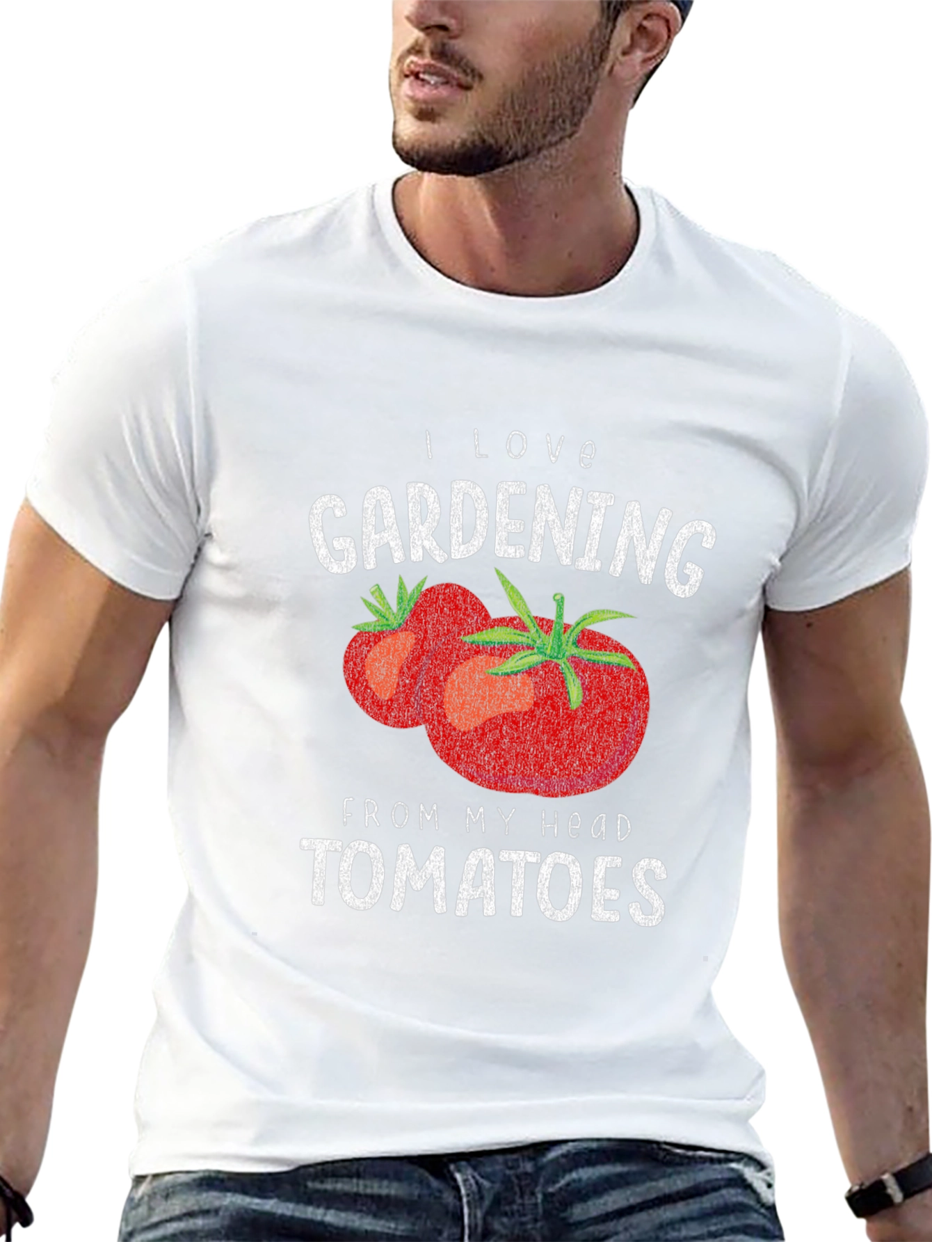 Black I Love Gardening From My Head Tomatoes Graphic T-Shirt view 13