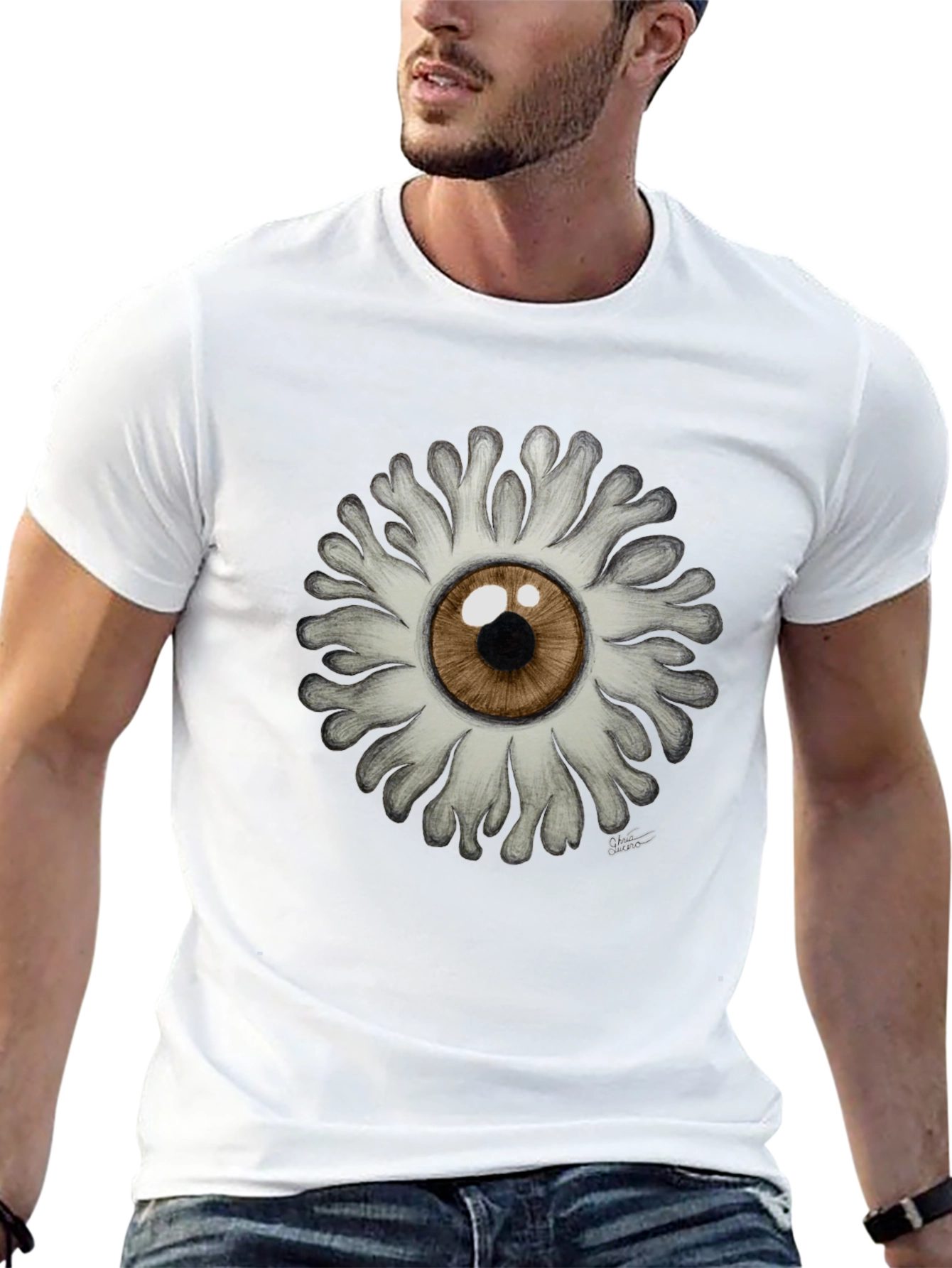 Black Eye Flower Graphic T-Shirt - Unique Design! view 13