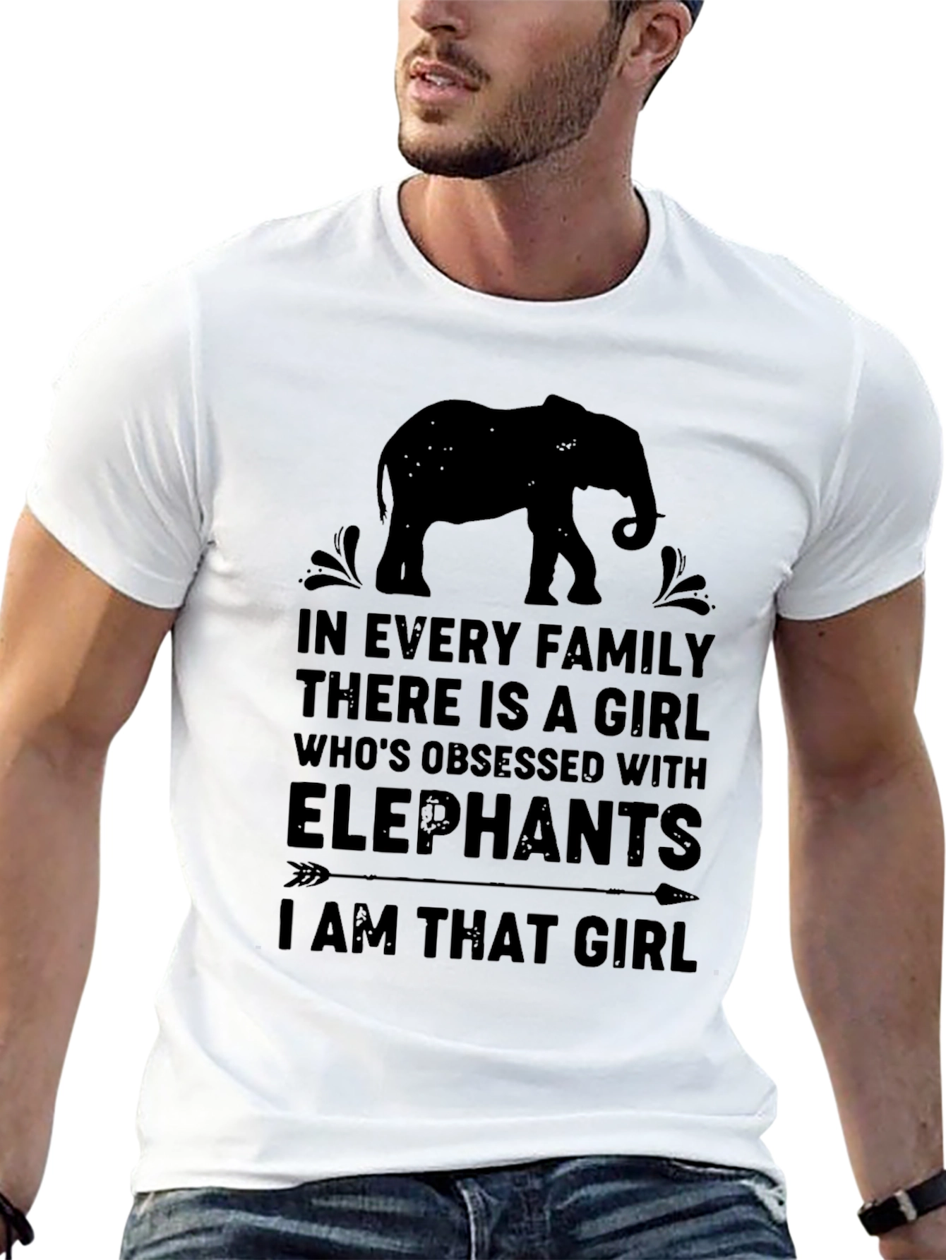 Black Elephant Obsessed Girl Graphic Tee - Black view 13