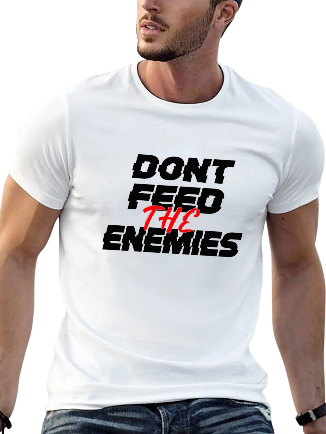 Black Don't Feed The Enemies Graphic Tee - Black view 13