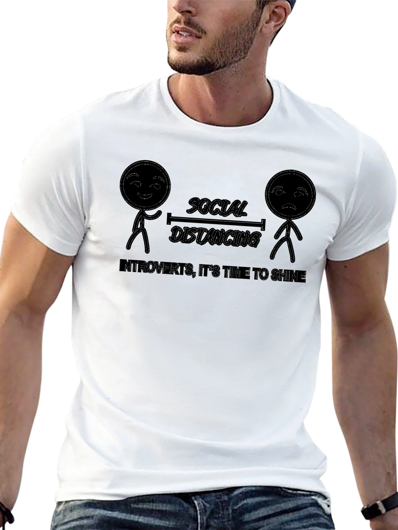 Black Introverts Social Distancing T-Shirt view 13