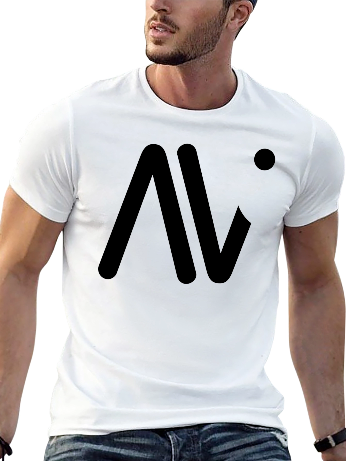 Black Modern Black Graphic Tee: AV Logo view 13