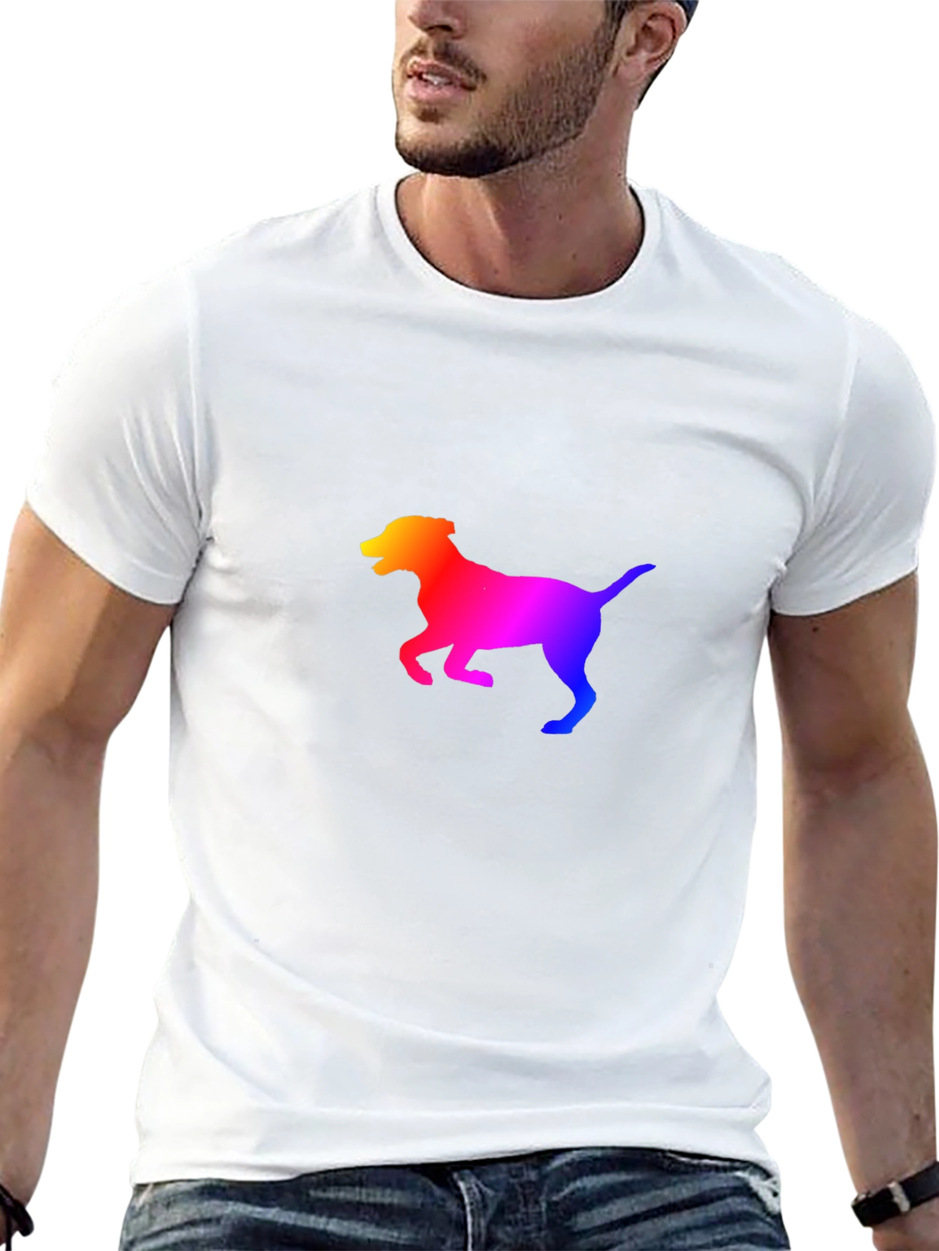 Black Rainbow Dog Silhouette Black T-Shirt view 13