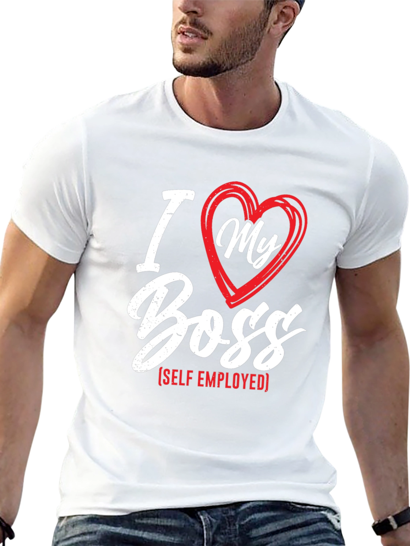 Black I Love My Boss - Self Employed Black T-Shirt view 13