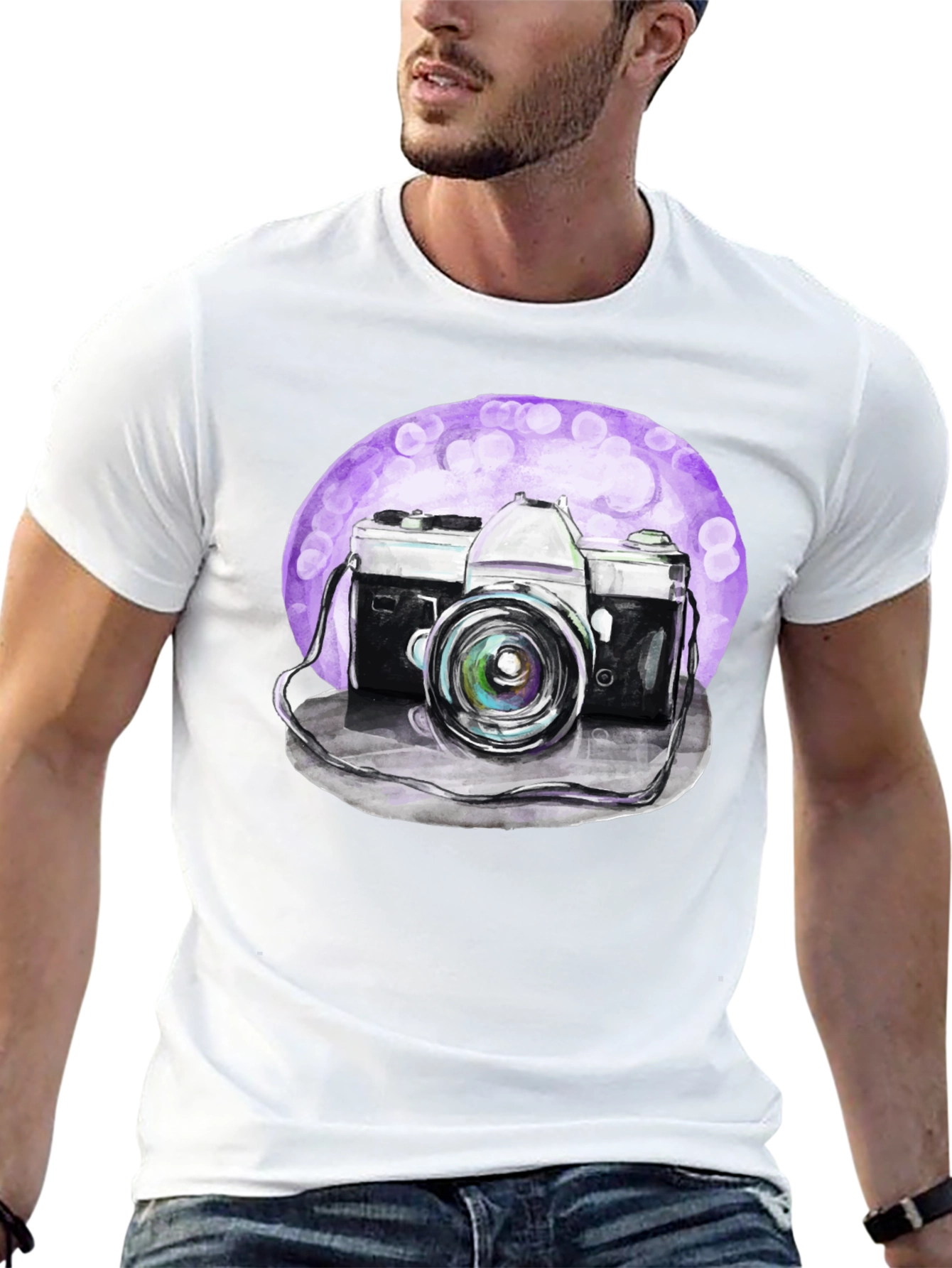 Black Vintage Camera Graphic Tee - Artistic Design view 13