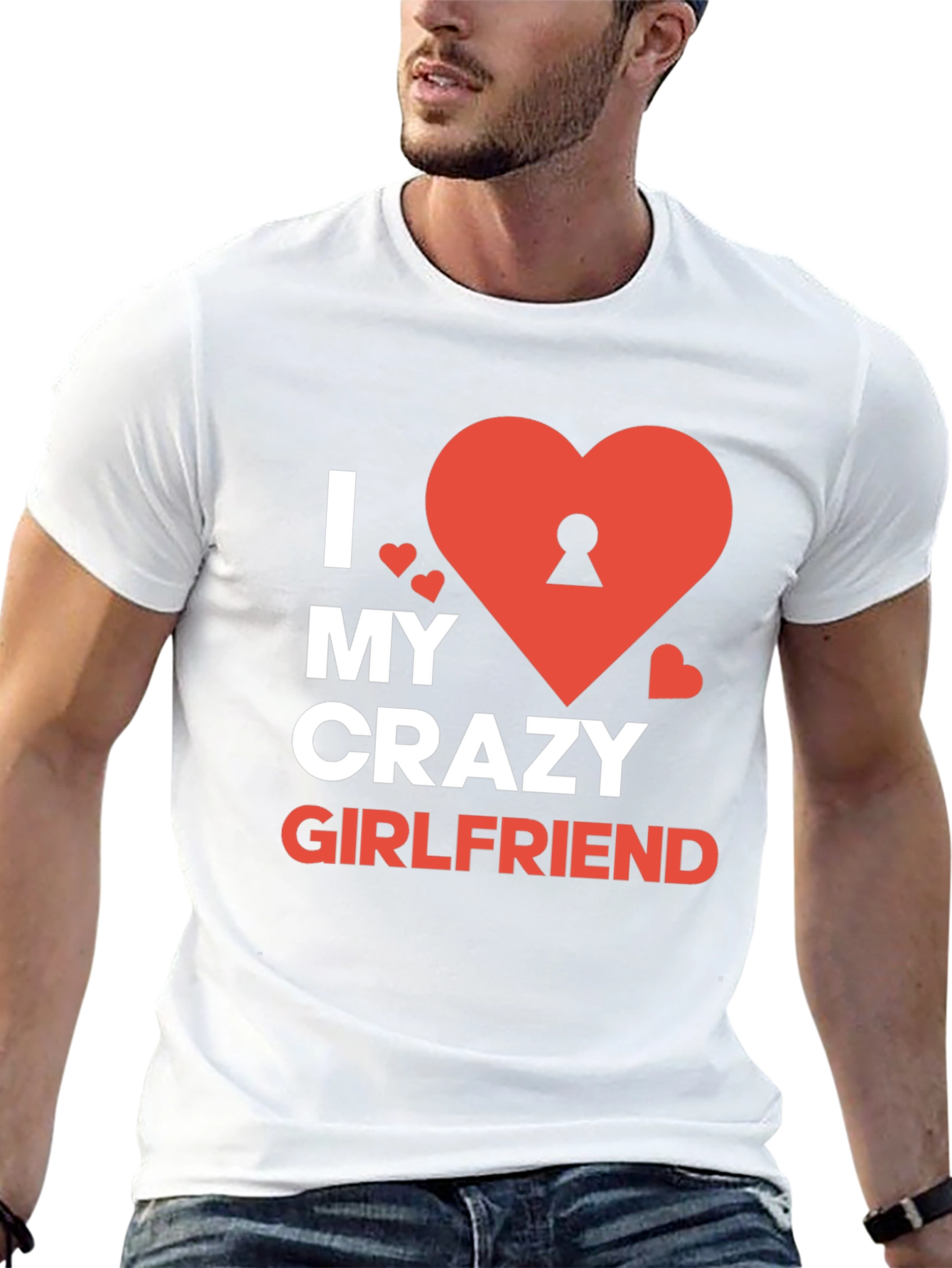 Black I Love My Crazy Girlfriend Graphic Tee - Novelty Heart Design view 13