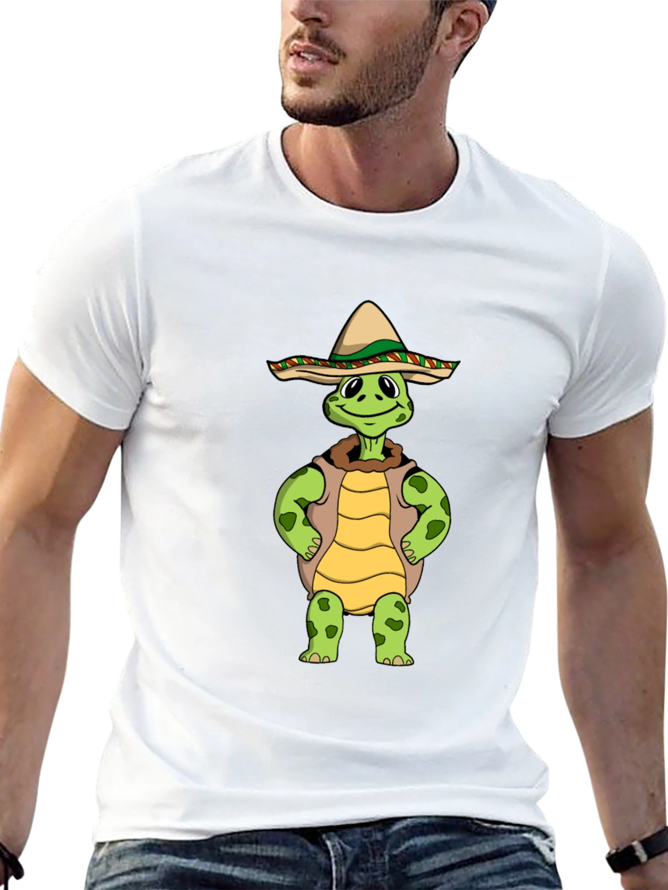 Black Funny Turtle Sombrero Graphic T-Shirt view 13