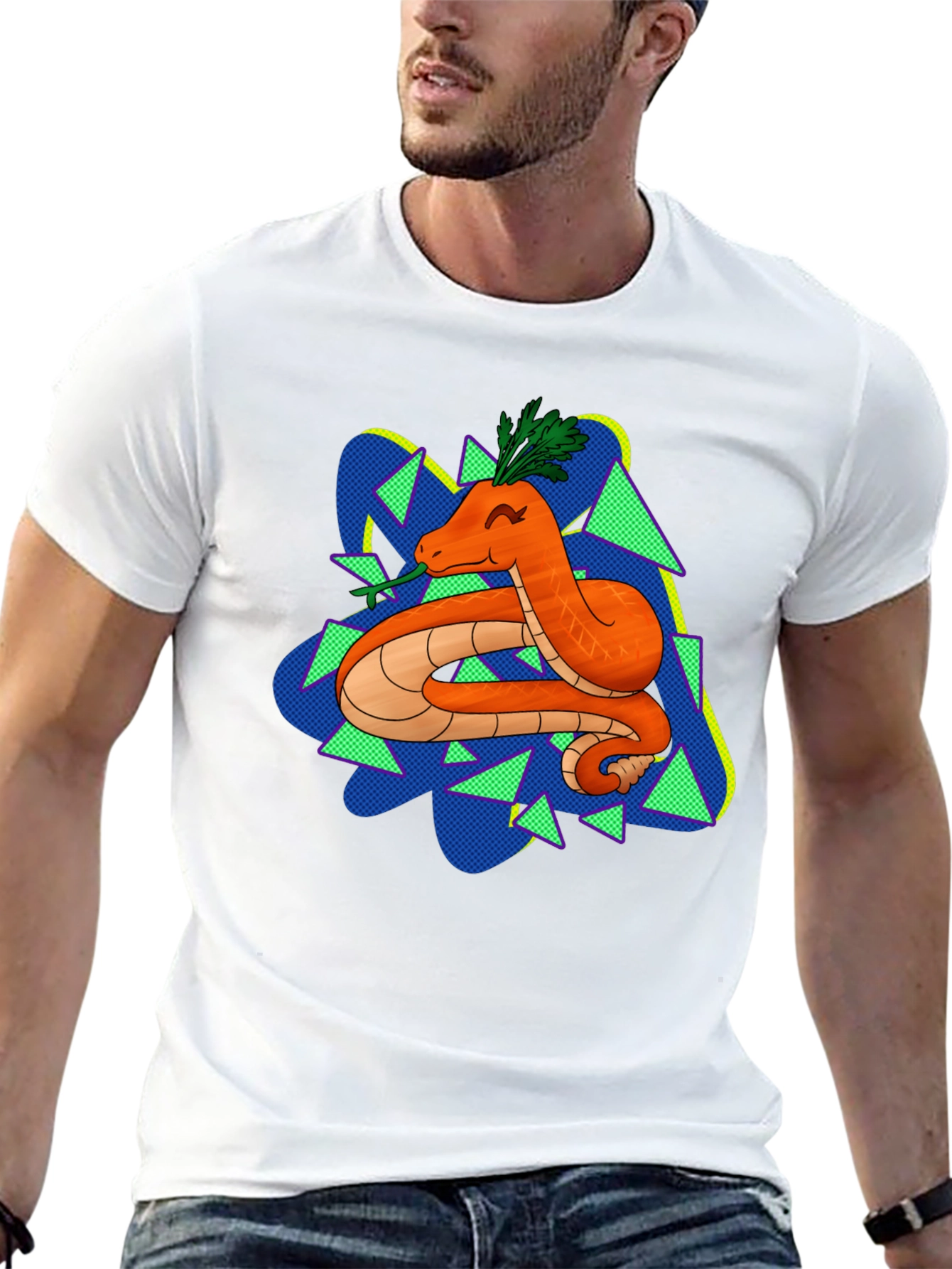 Black Carrot Snake Graphic T-Shirt - Quirky & Fun Design view 13