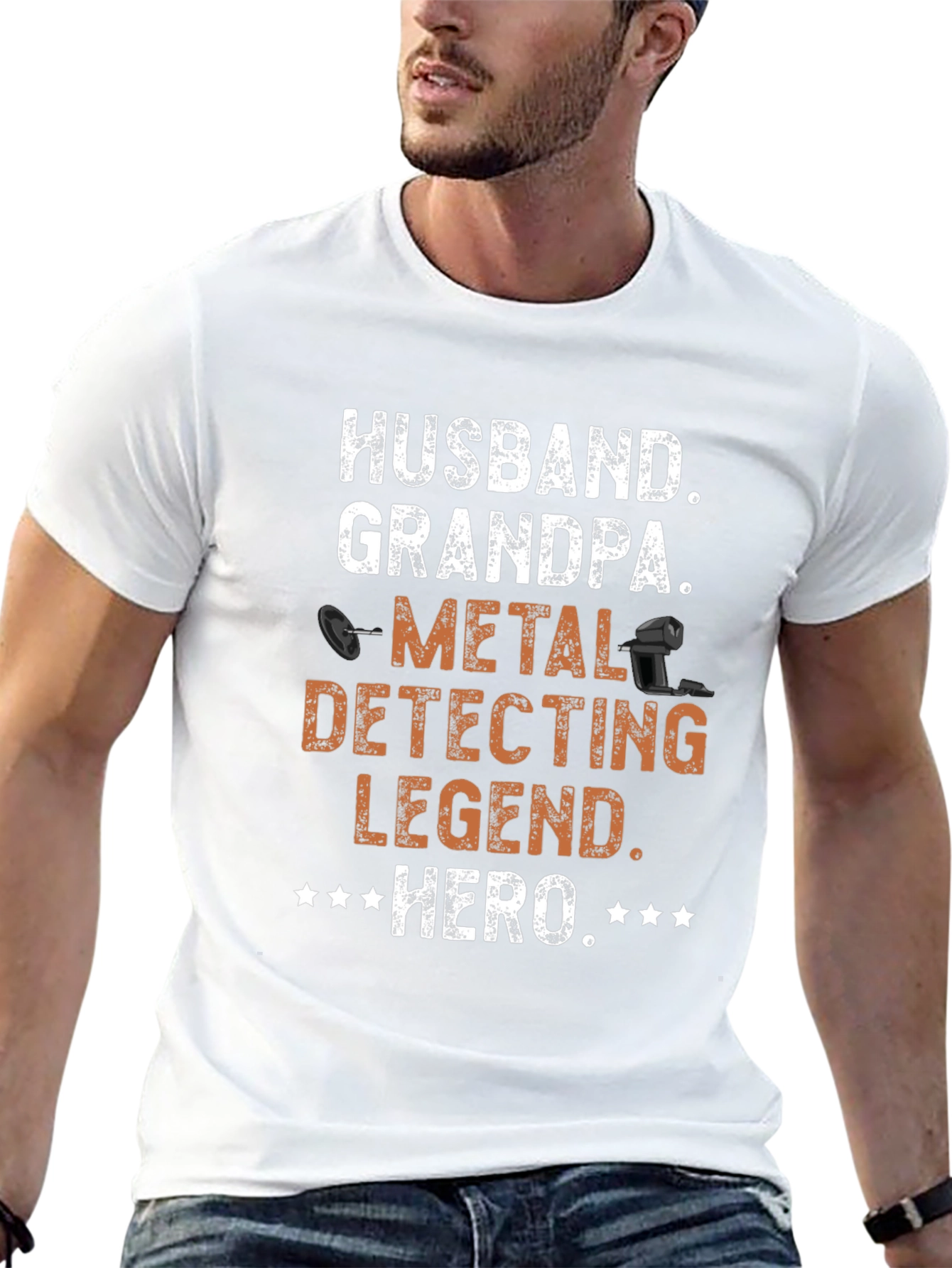 Black Husband Grandpa Metal Detecting Legend Hero T-Shirt view 13