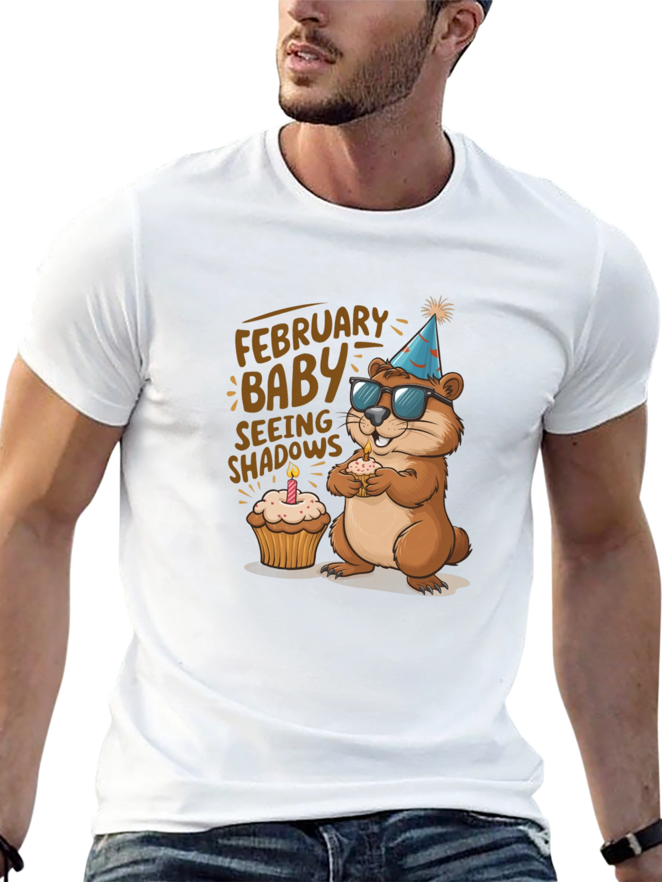 Black February Baby Groundhog T-Shirt view 13