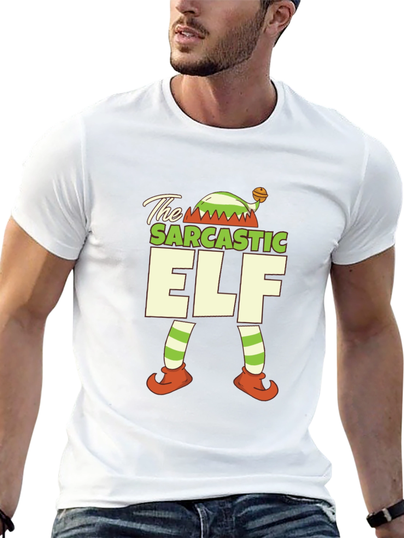 Black Sarcastic Elf Holiday T-Shirt view 13