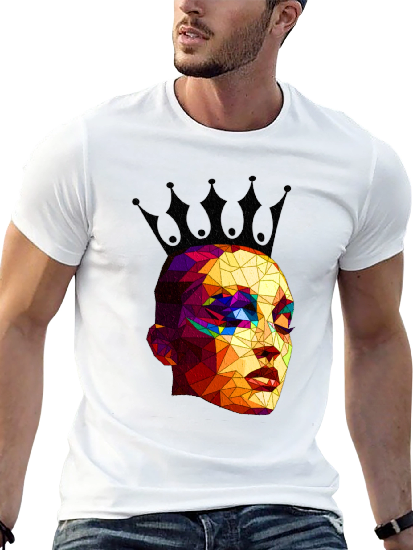 Black Geometric Queen Black T-Shirt view 13