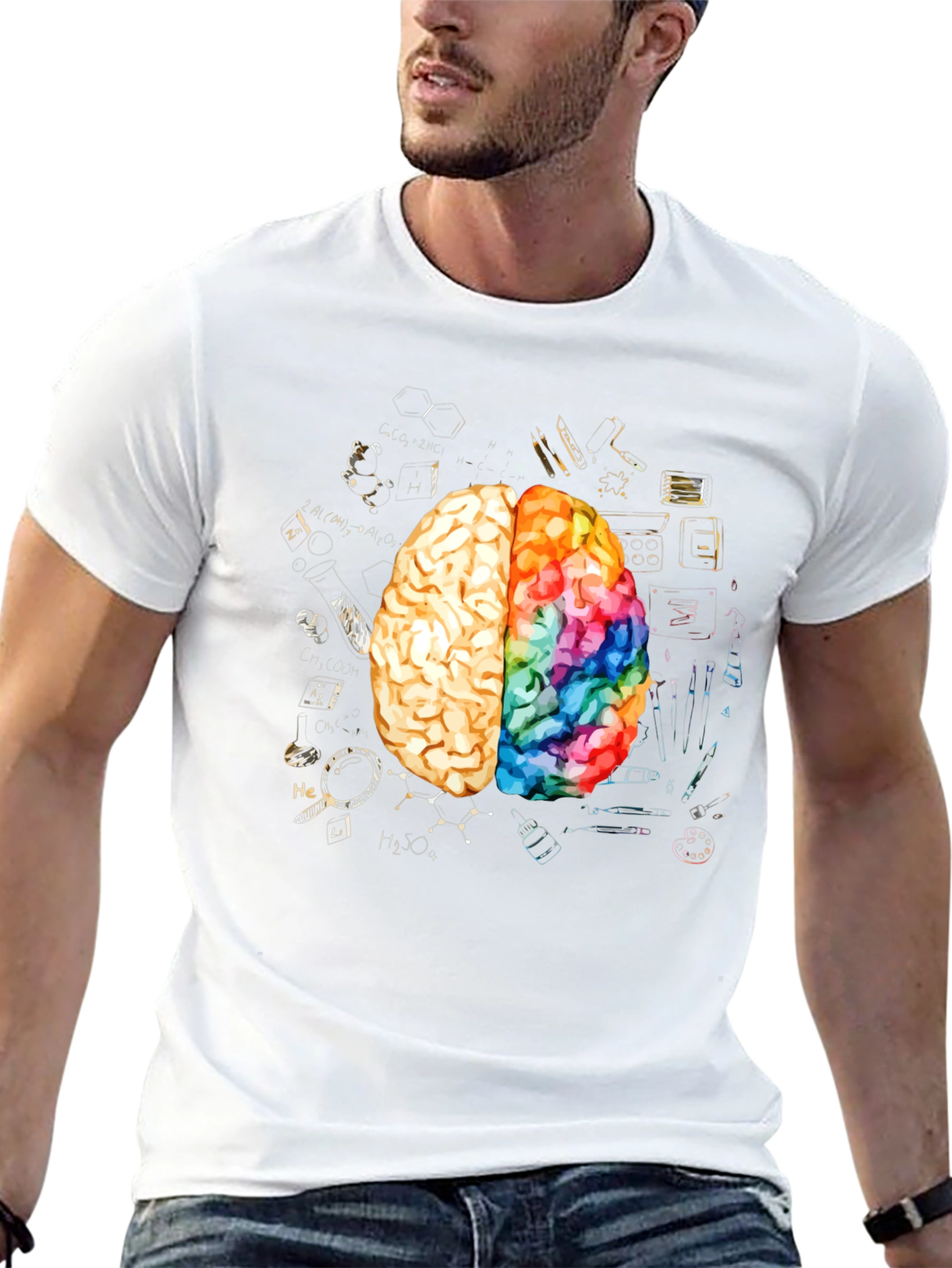 Black Creative Brain Graphic Tee - Artistic Mind T-Shirt view 13