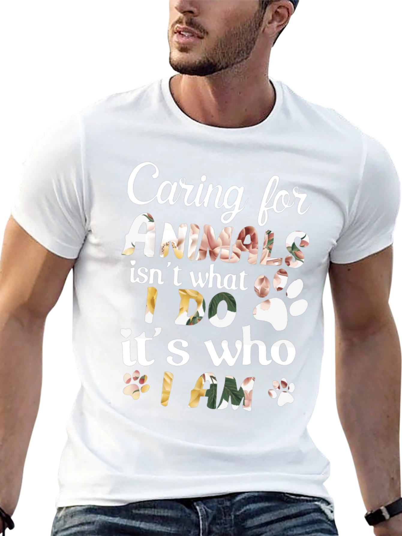 Black Caring for Animals Floral Print T-Shirt view 13