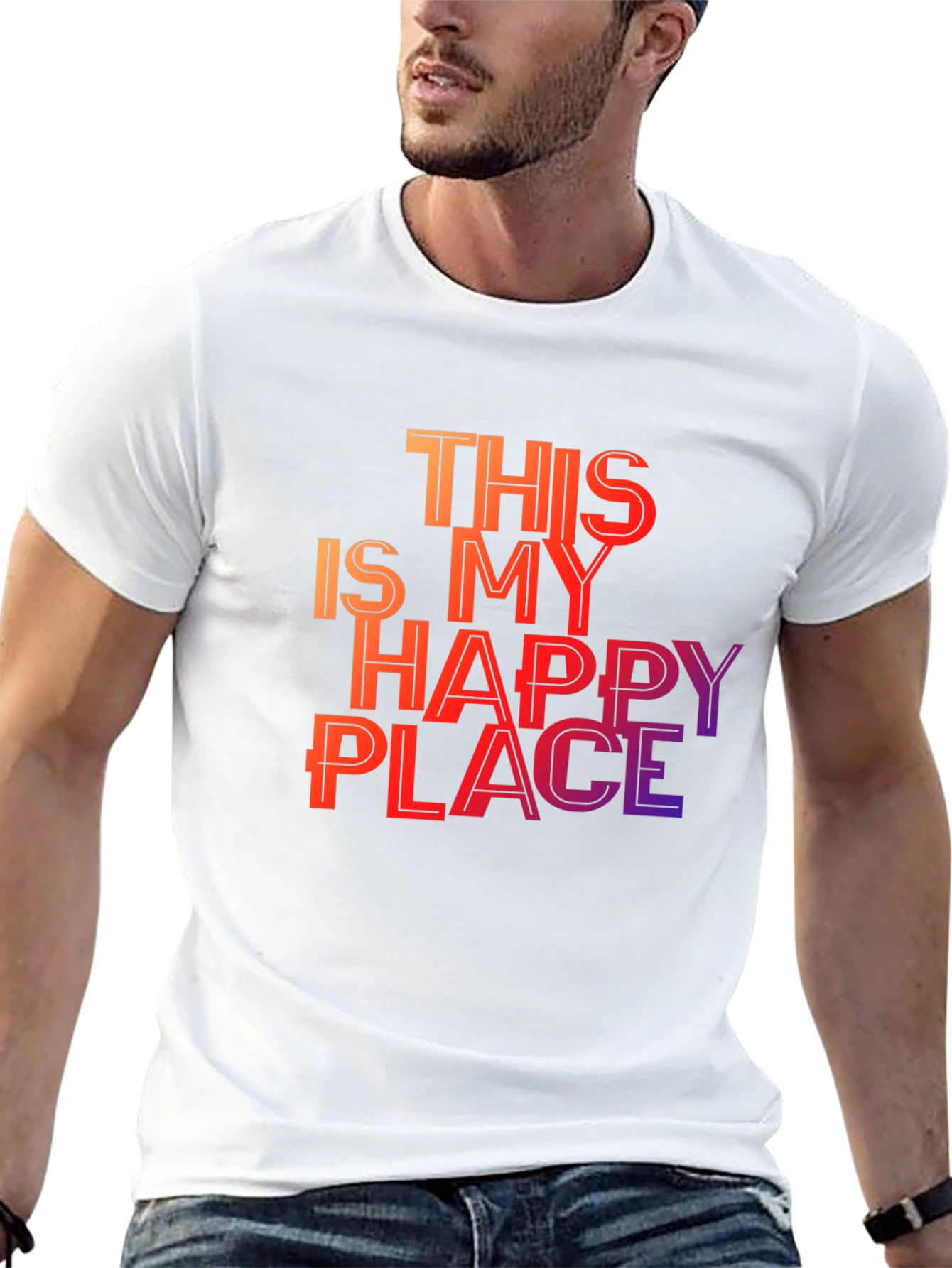 Black Happy Place Graphic T-Shirt - Unisex view 13