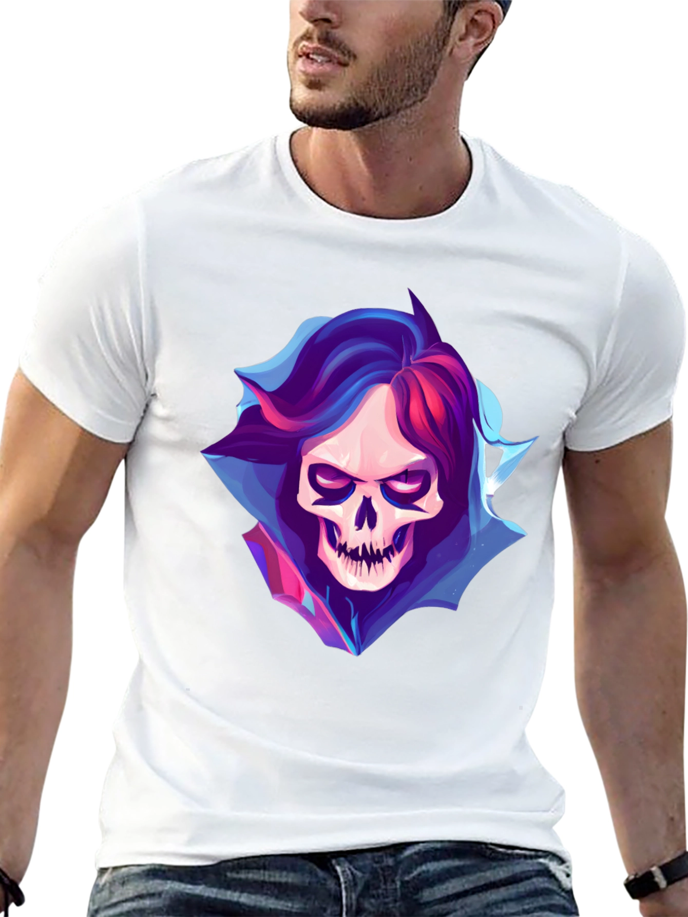 Black Grim Reaper Skull Graphic Black T-Shirt view 13