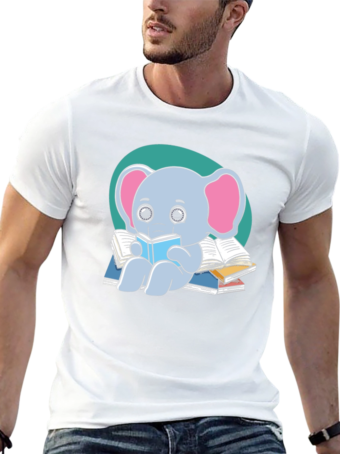 Black Reading Elephant T-Shirt view 13