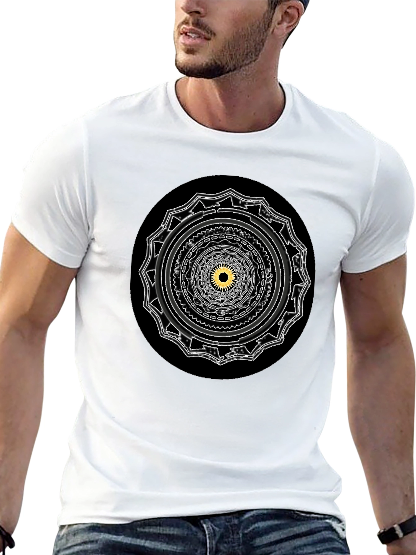 Black Mystic Mandala Black T-Shirt view 13