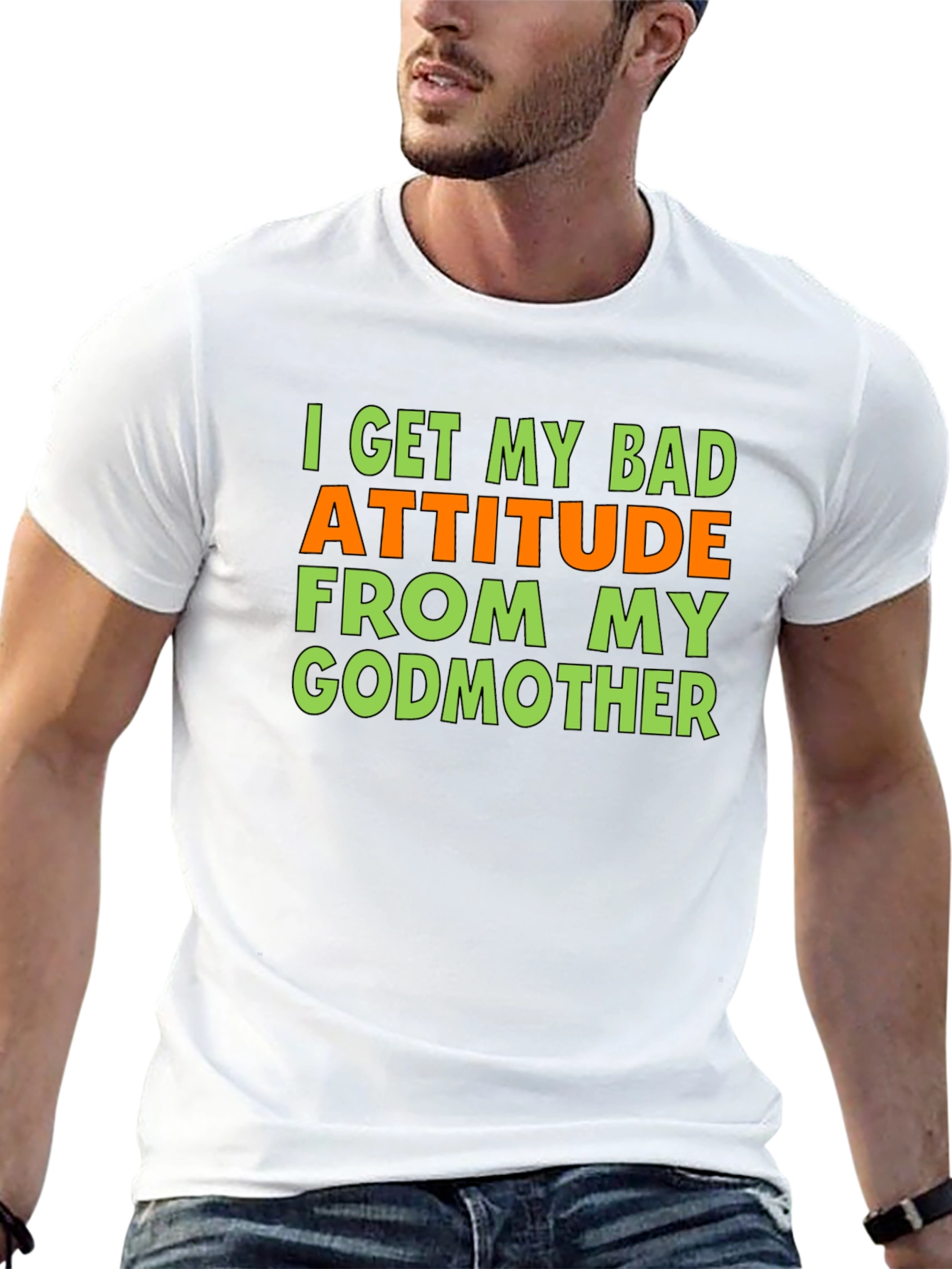 Black Bad Attitude Godmother Graphic T-Shirt - Funny Novelty Tee view 13