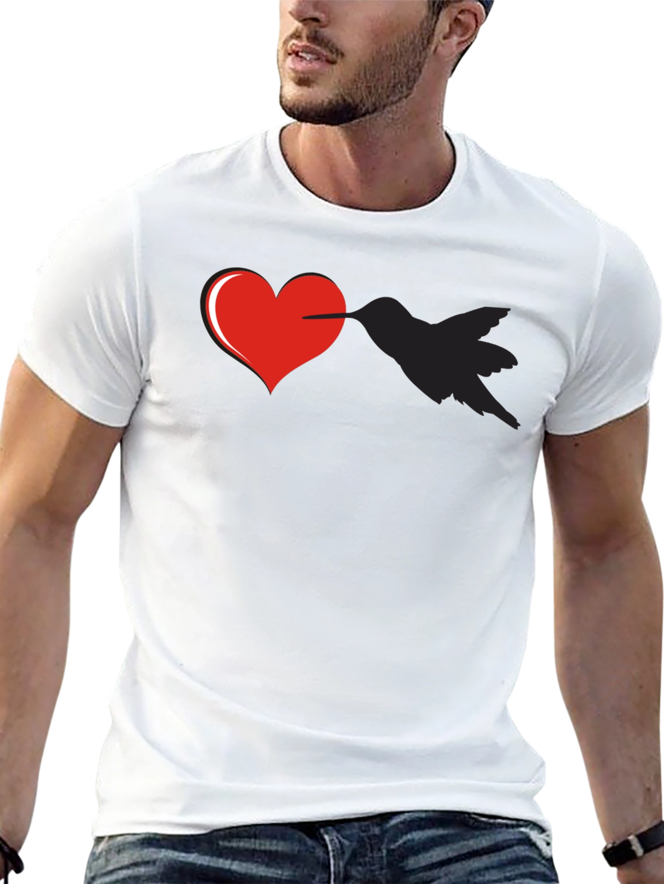 Black Heart Pierced By Hummingbird Graphic Tee view 13