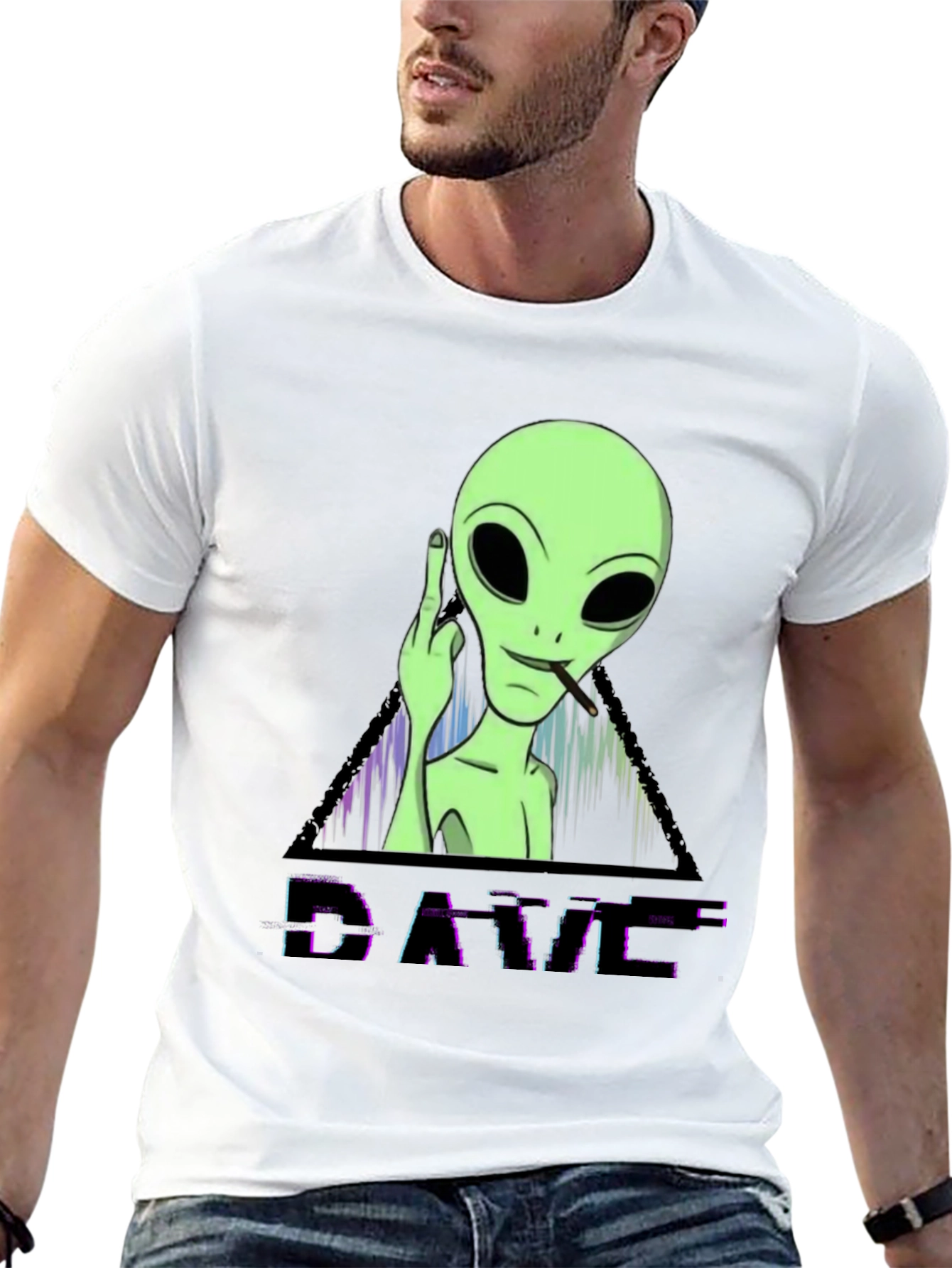 Black Cool Alien DAVE Graphic T-Shirt view 13