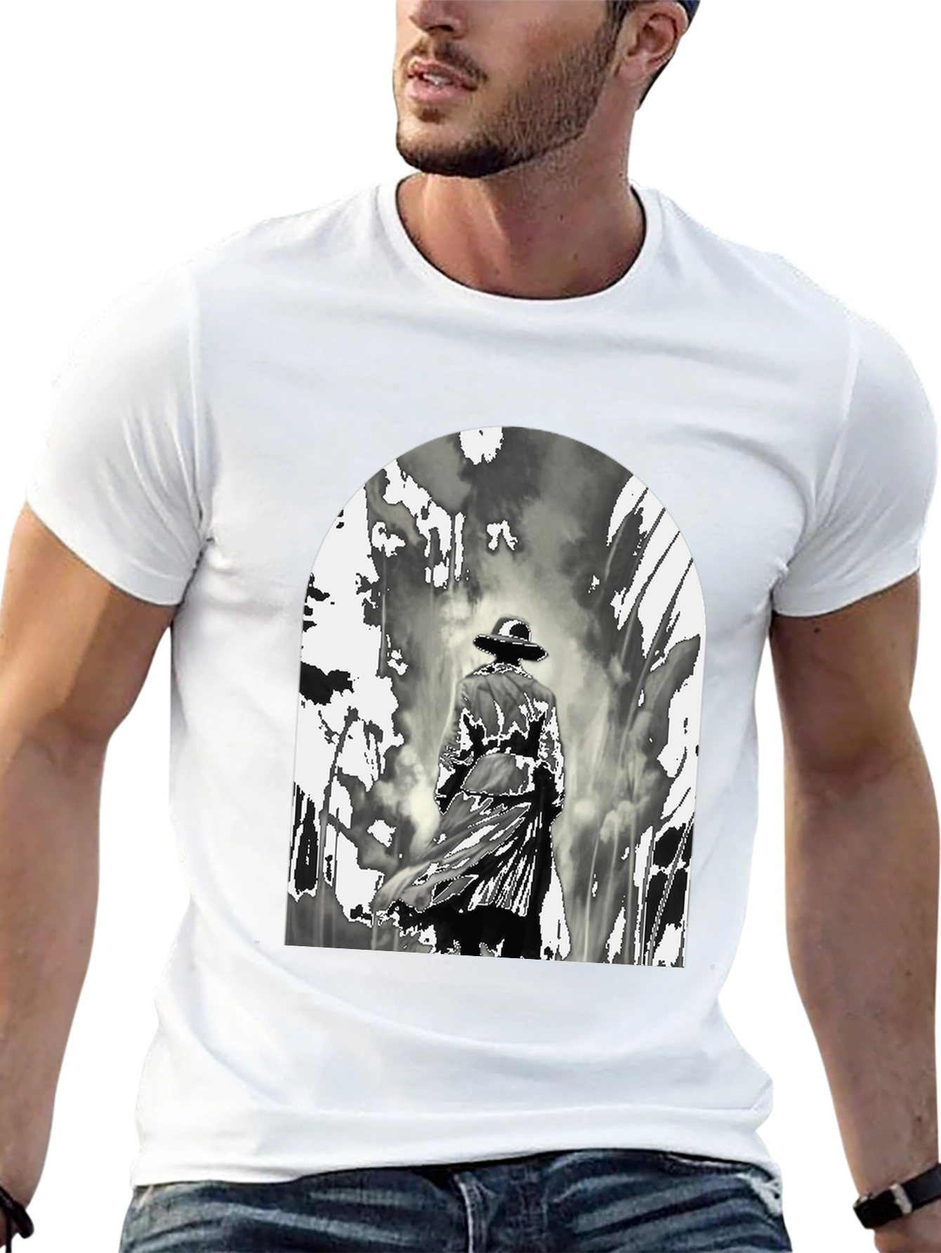 Black Noir Detective Graphic T-Shirt view 13