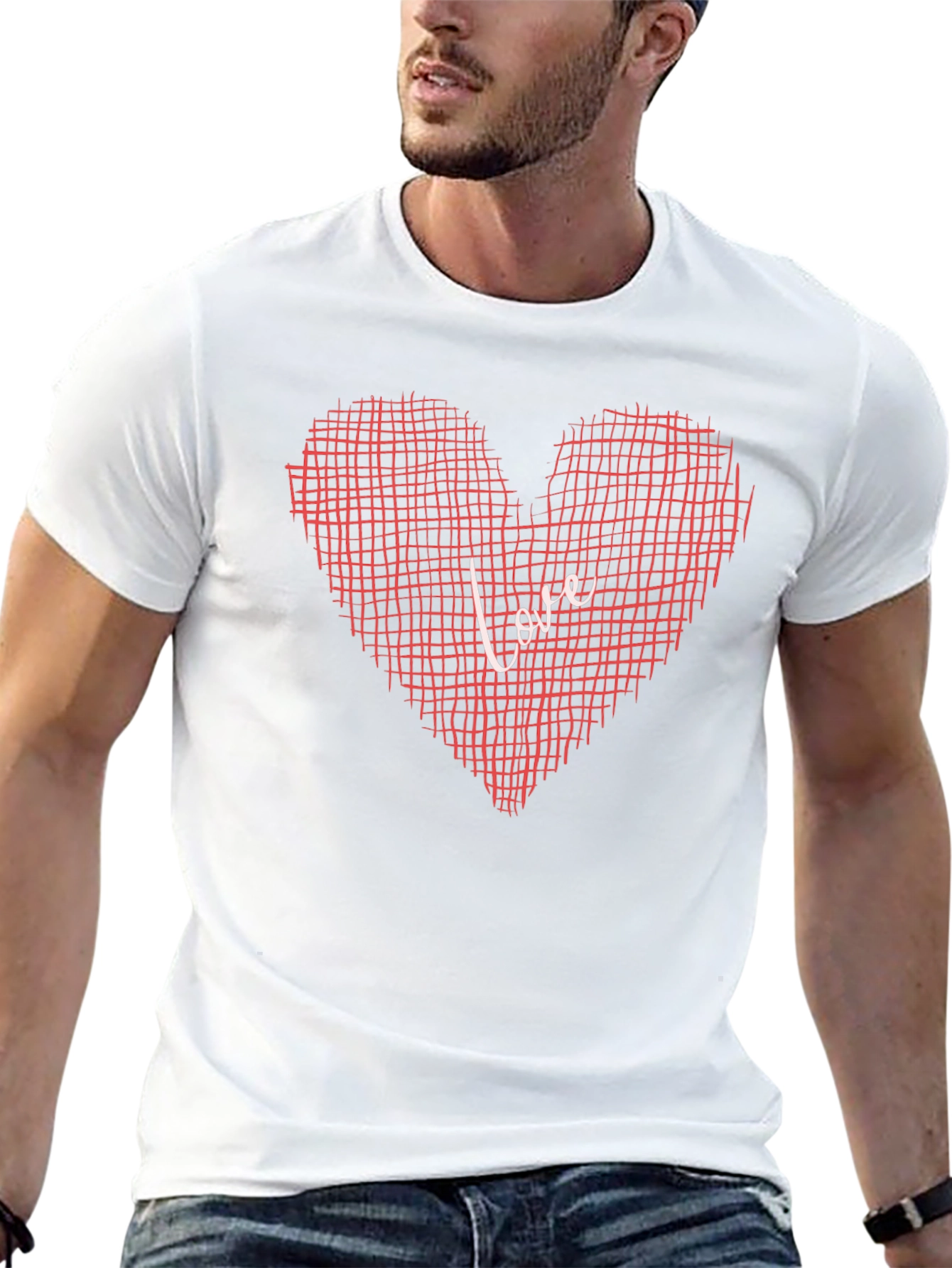Black Love Grid Heart Graphic Tee - Black view 13
