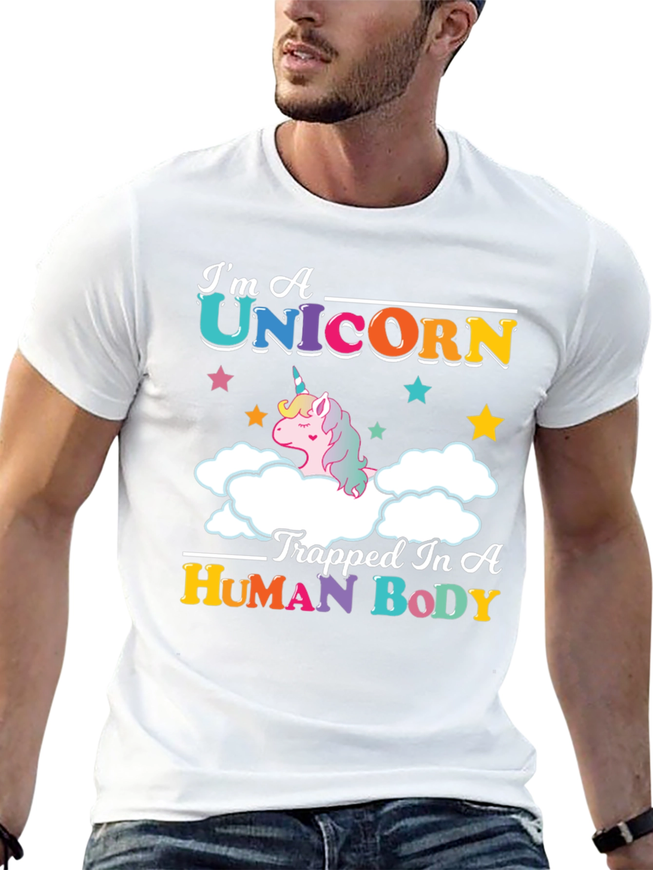 Black I'm A Unicorn Trapped In A Human Body T-Shirt view 13