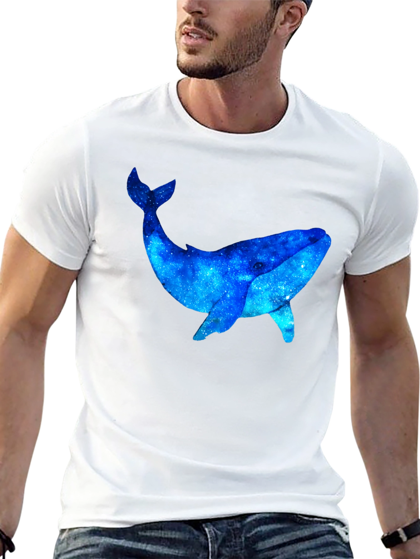 Black Cosmic Whale Graphic Black T-Shirt view 13
