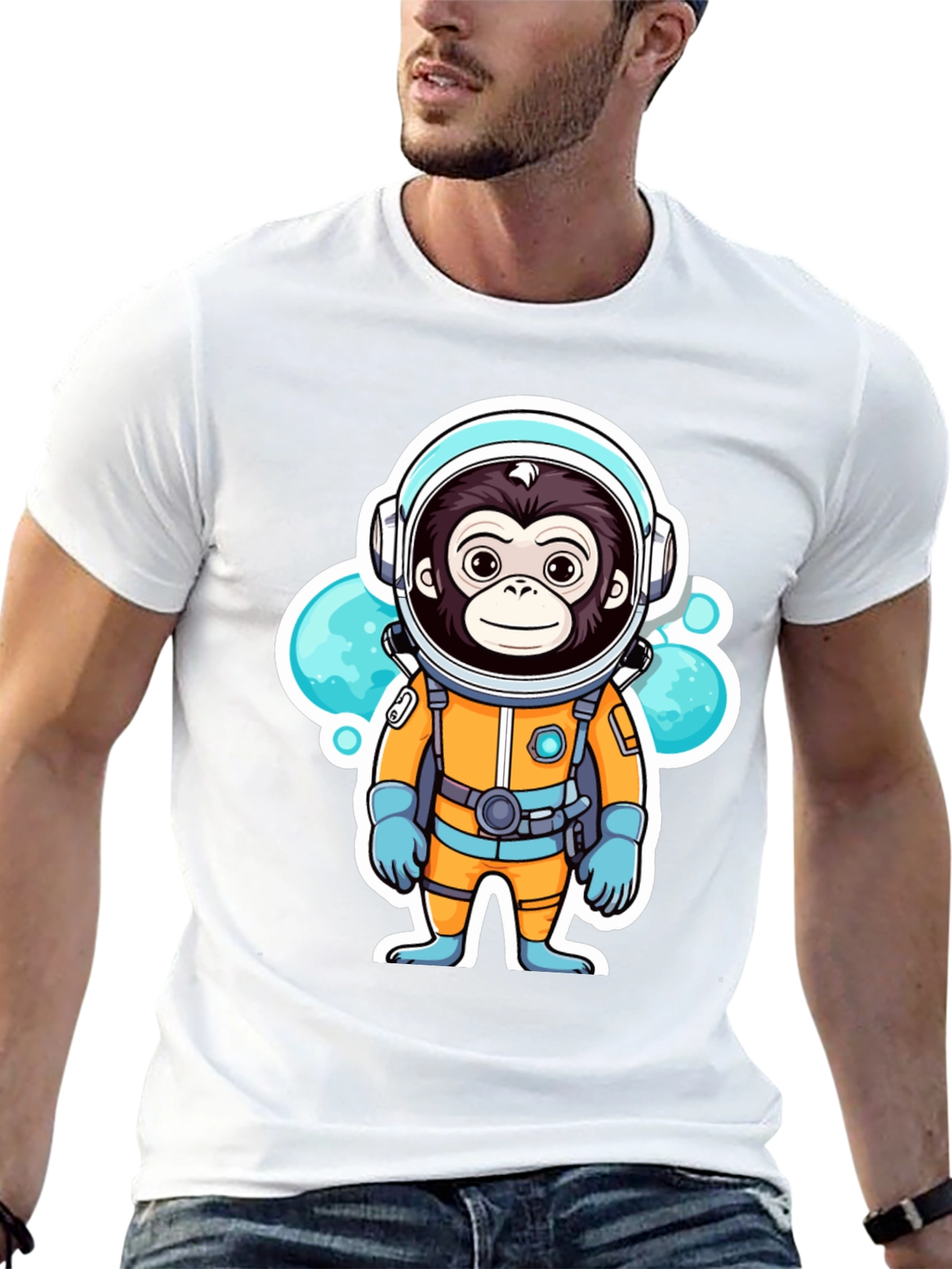Black Monkey Astronaut T-Shirt - Space Adventure Graphic Tee view 13