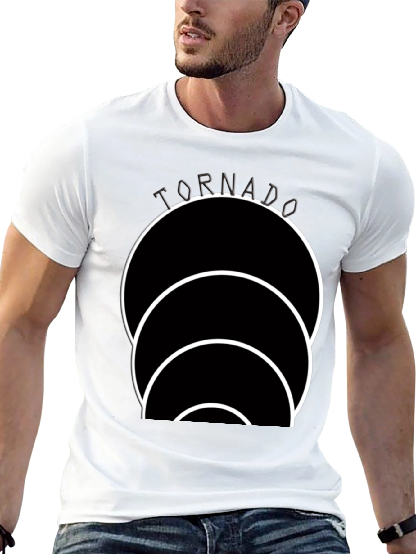 Black Tornado Circle Graphic Black T-Shirt view 13