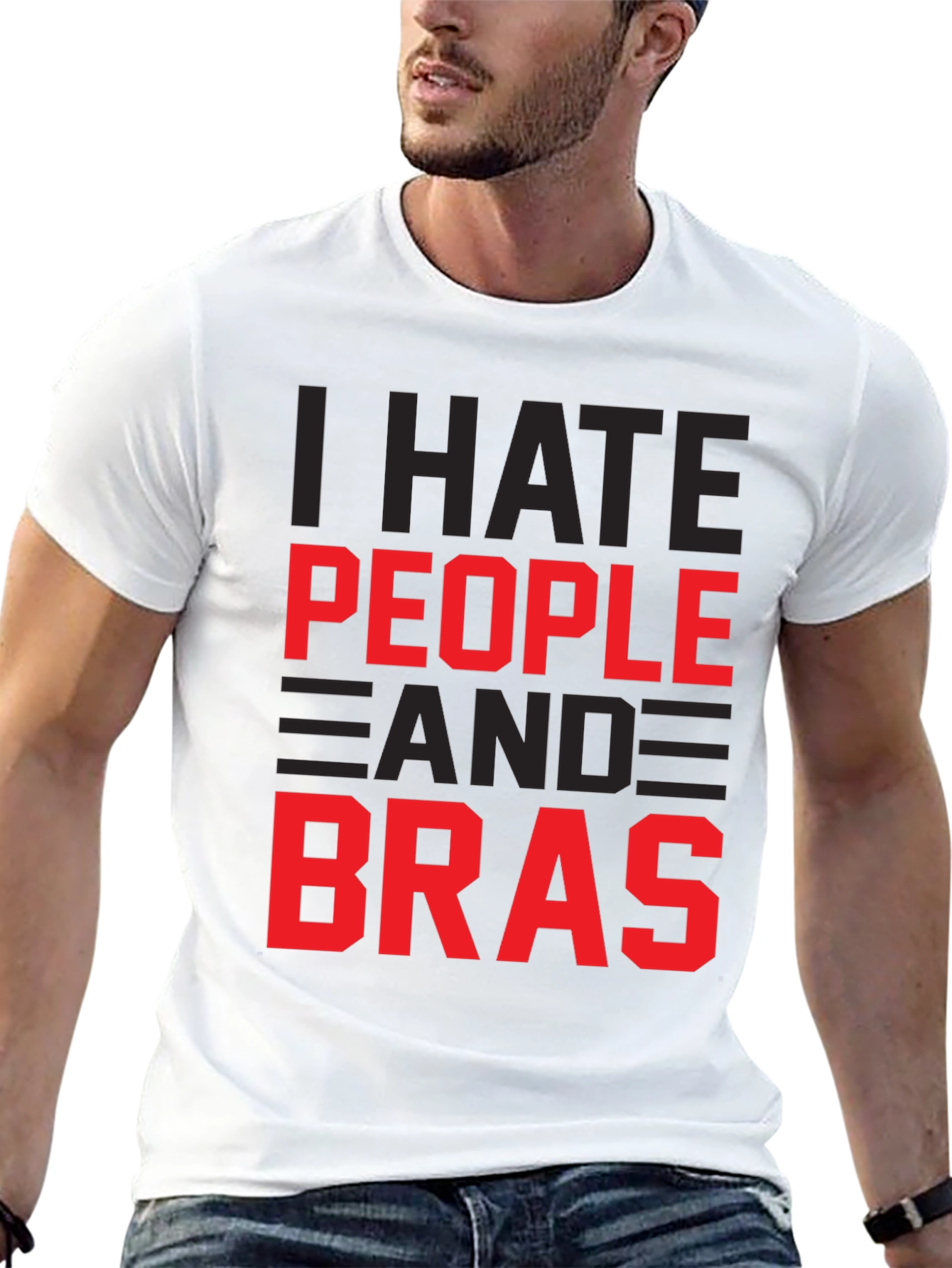 Black I Hate People & Bras Graphic T-Shirt view 13