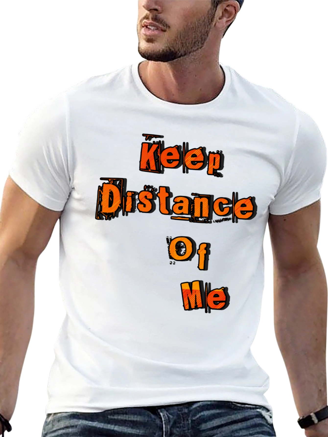 Black Keep Distance Of Me Novelty Graphic Tee view 13