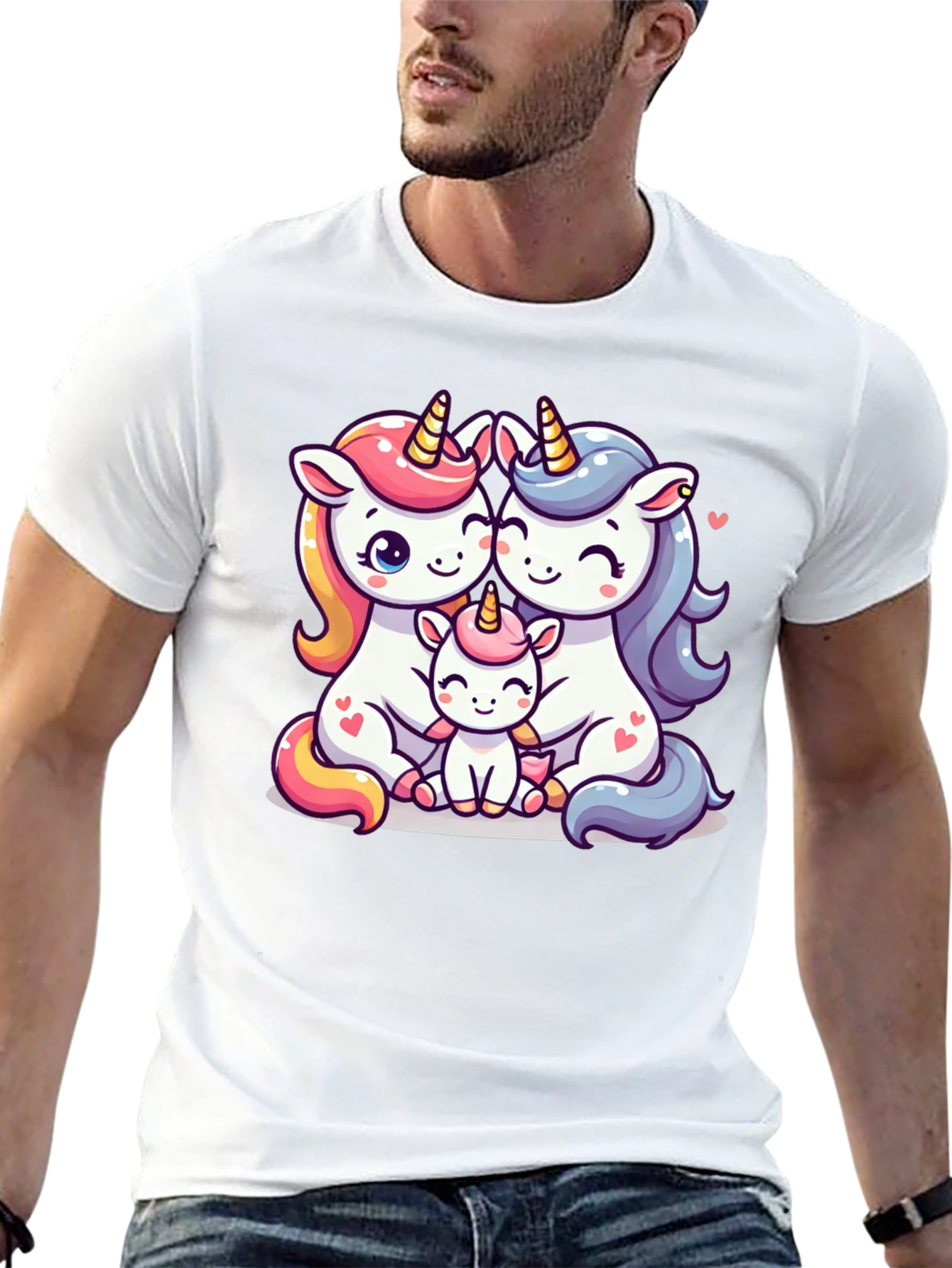 Unicorn Family Graphic Tee - Cute Cartoon Unicorns - 13