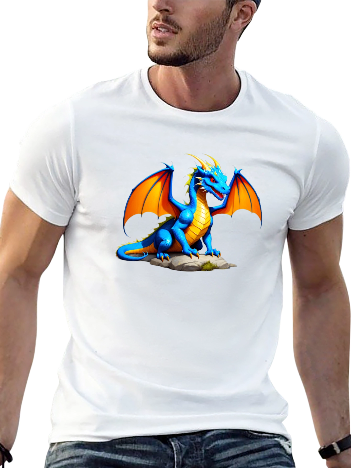 Black Blue Dragon Graphic Tee - Fantasy T-Shirt view 13