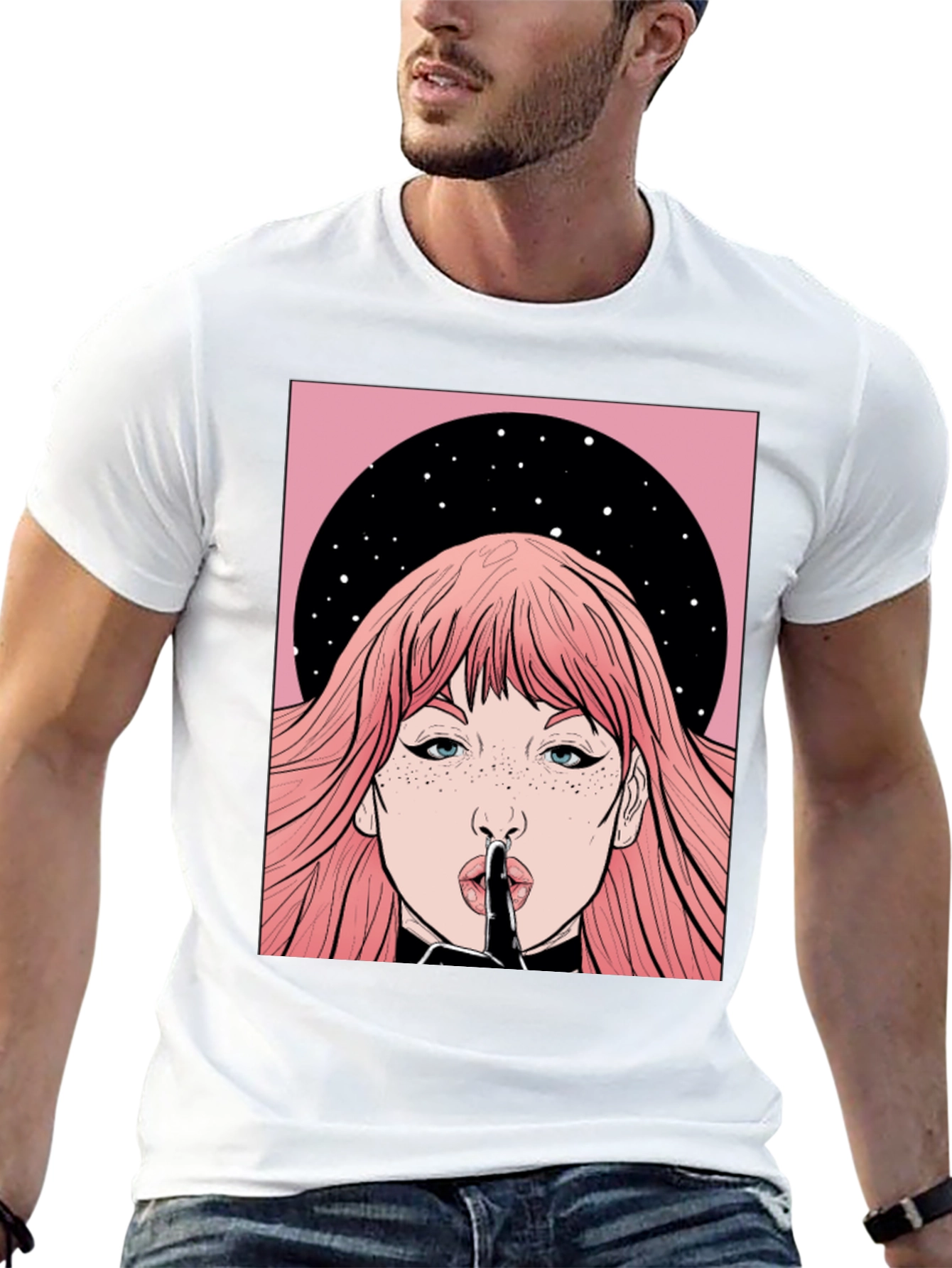 Shhh! Graphic Print Unisex Black T-Shirt - 13