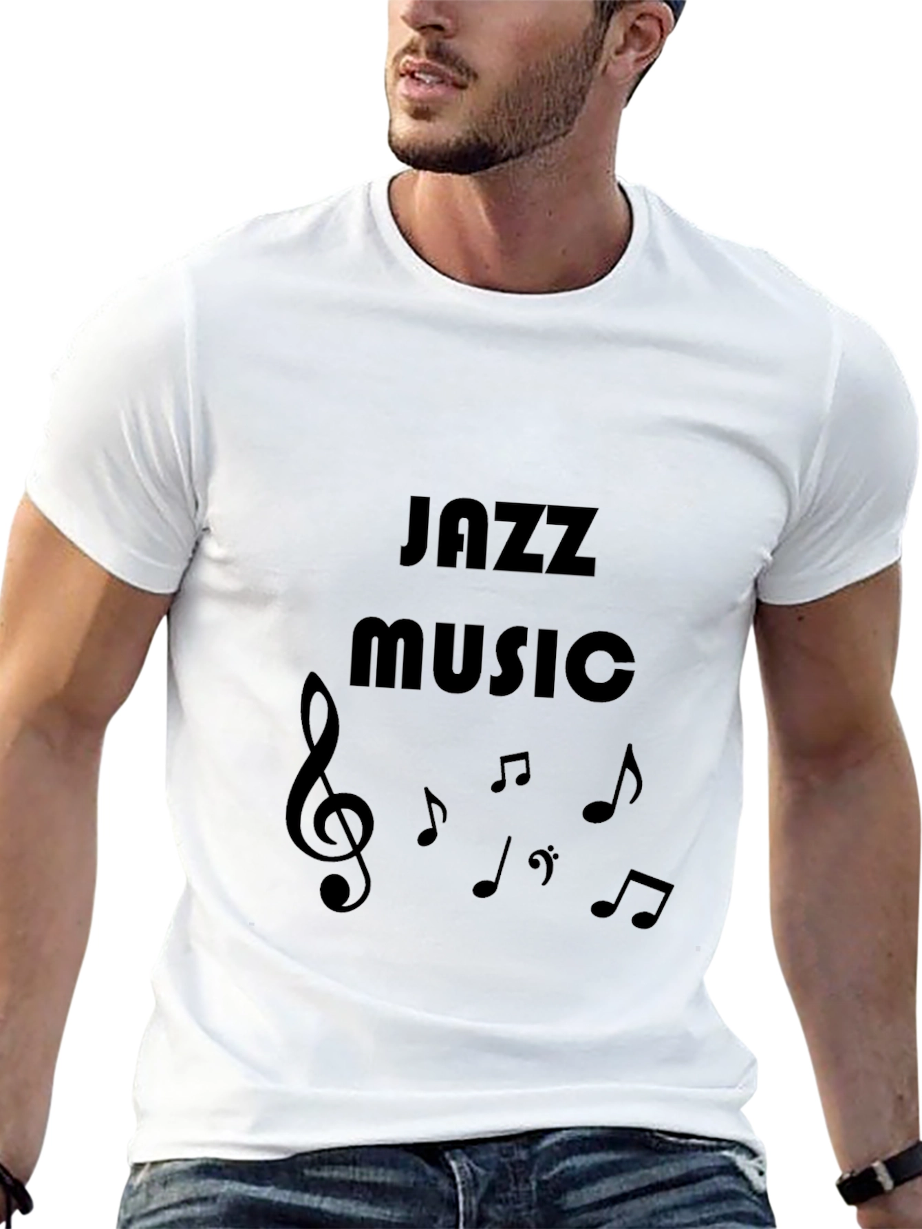 Black Jazz Music Graphic Tee - Black Cotton T-Shirt view 13