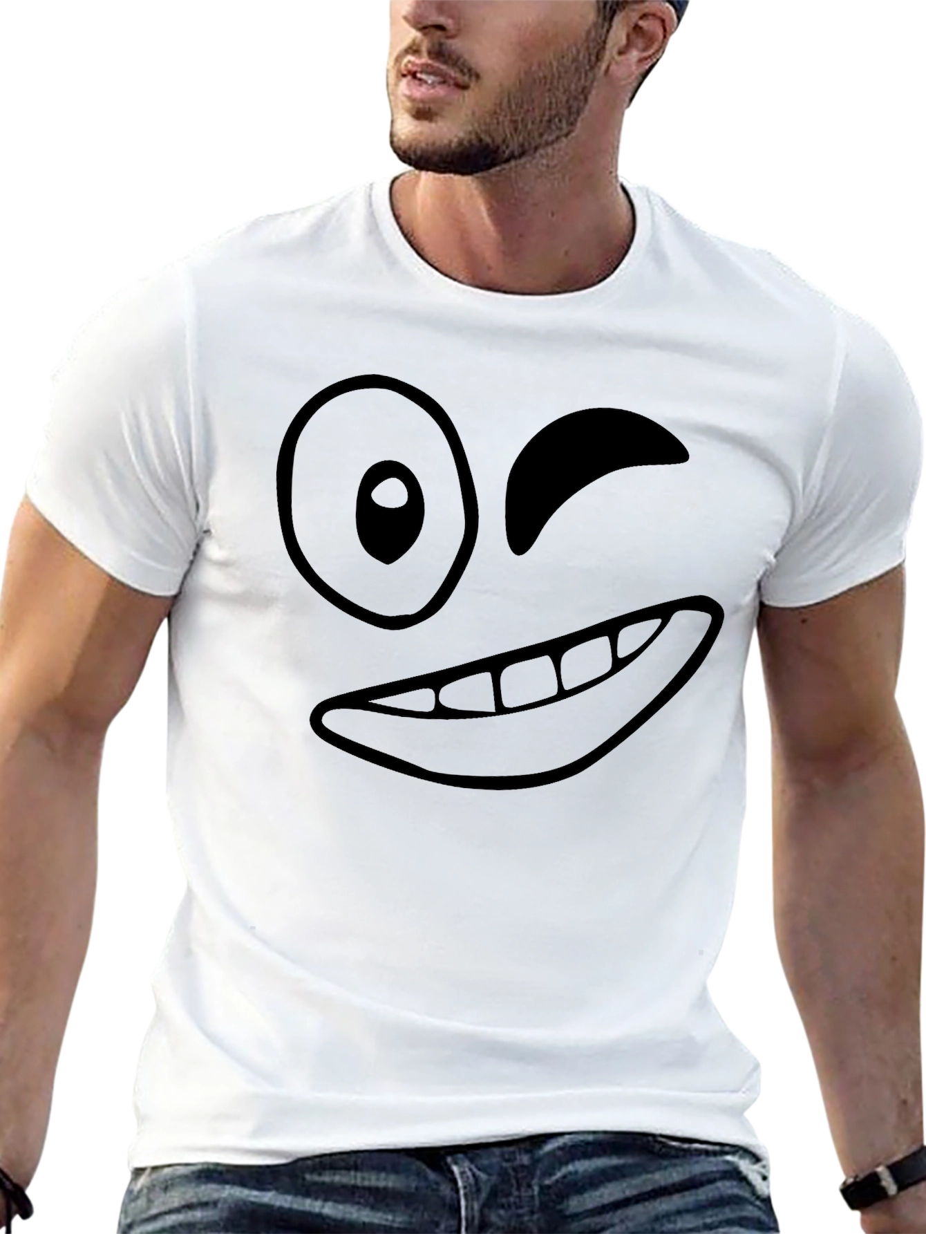 Black Winking Face Graphic Black T-Shirt view 13