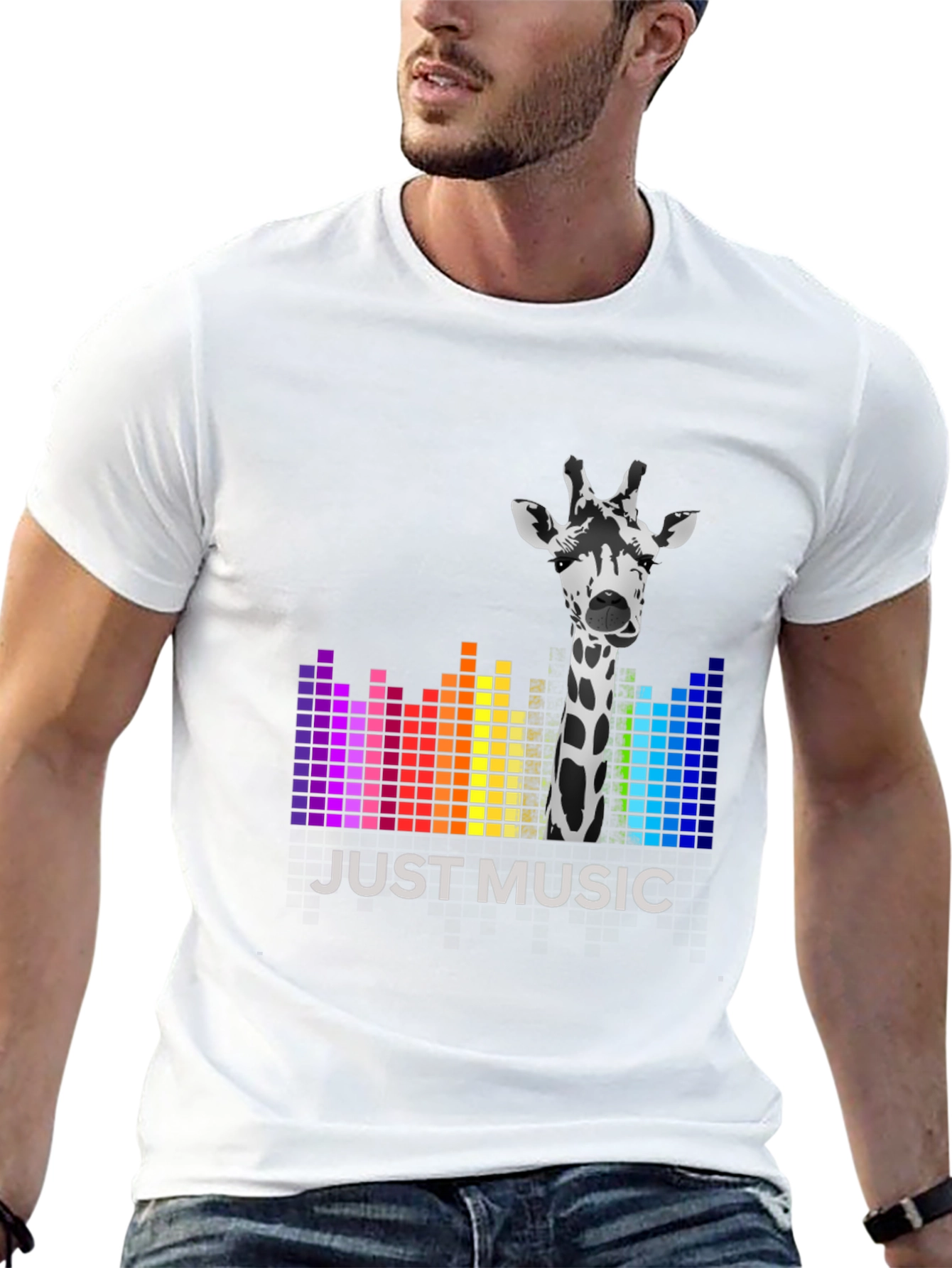 Black Just Music Giraffe Tee - Stylish Graphic T-Shirt view 13