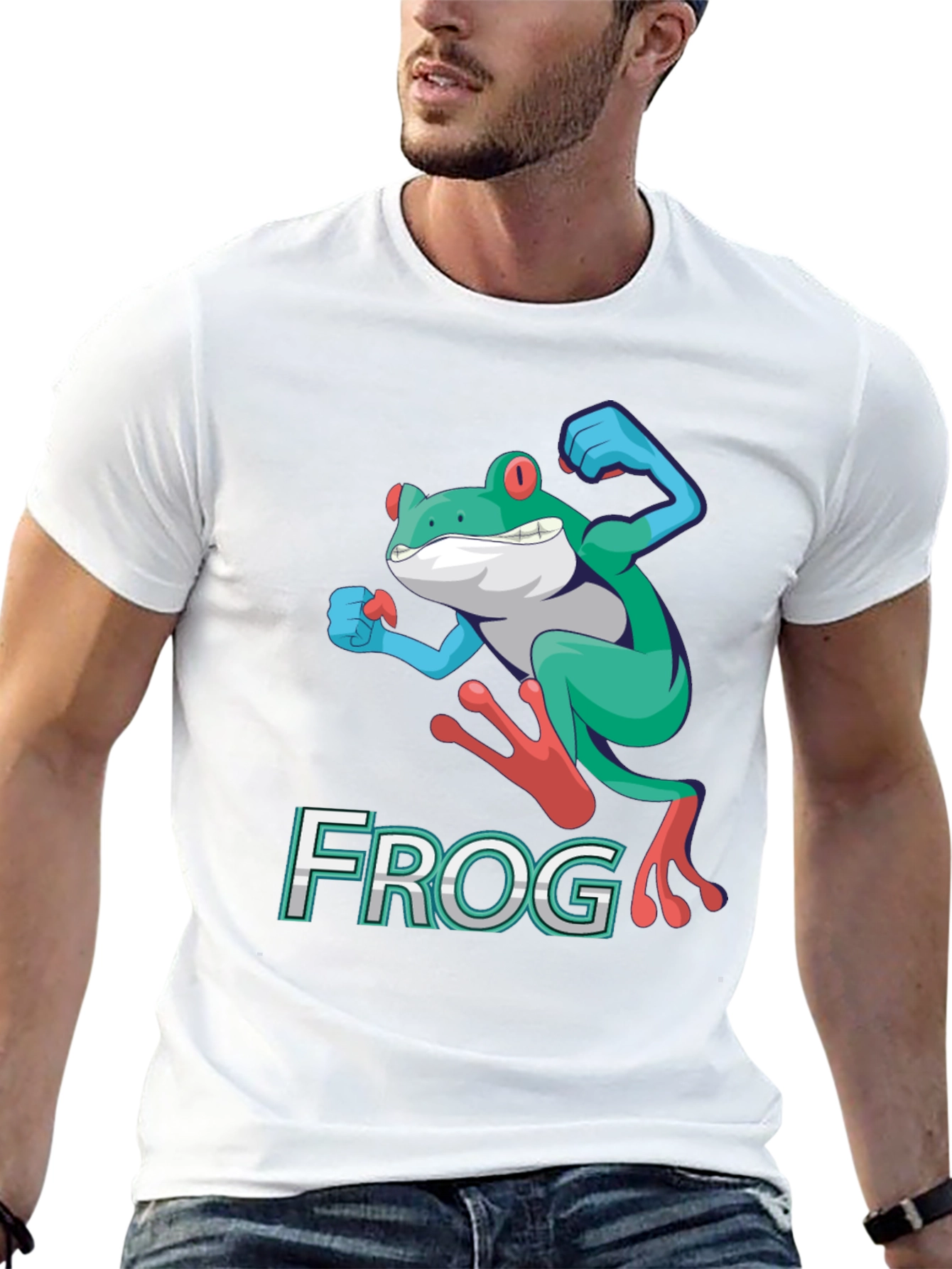Black Funny Frog Graphic T-Shirt - Cartoon Leap Design view 13
