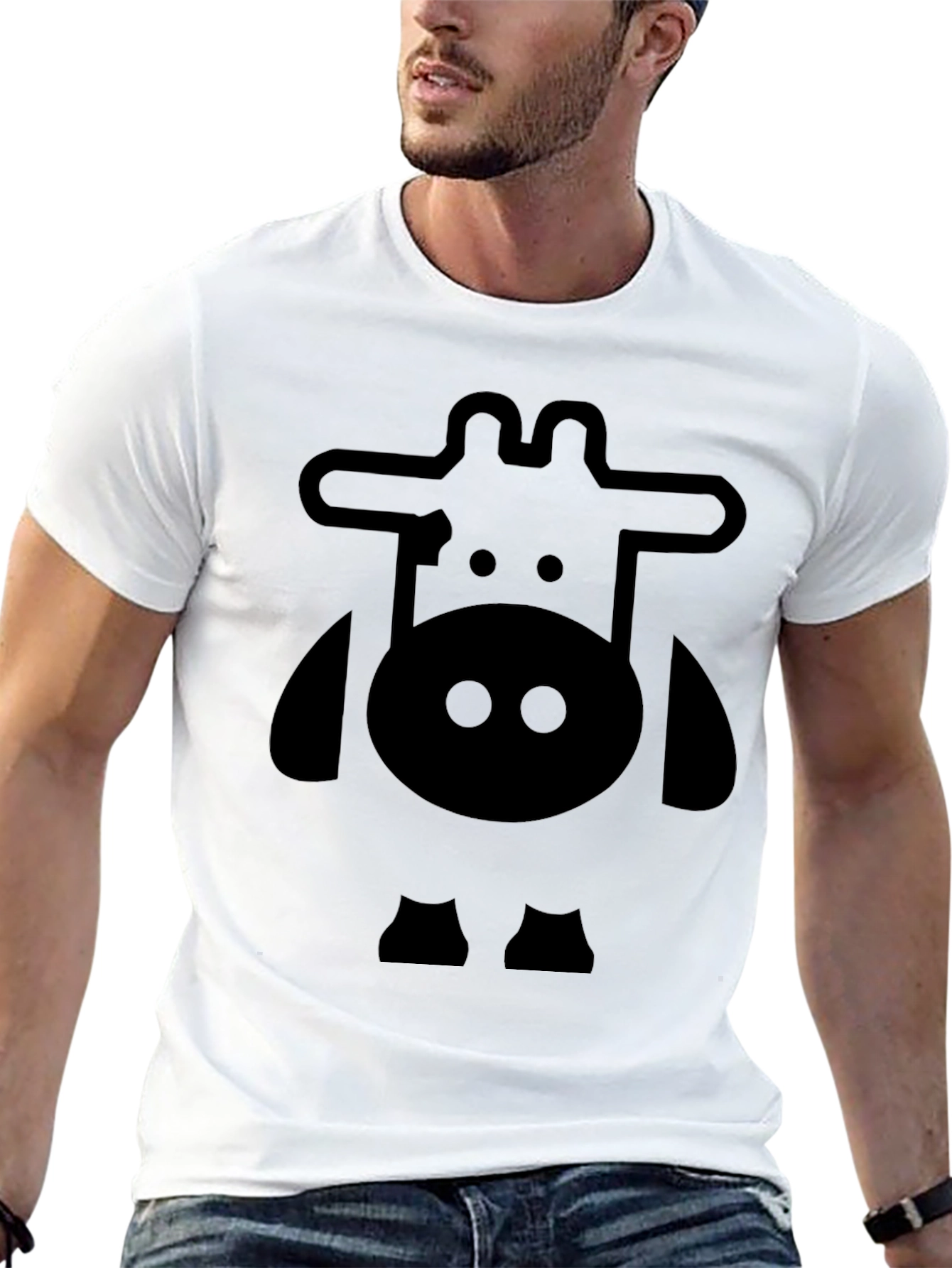 Black Cartoon Cow Graphic Tee - Black view 13