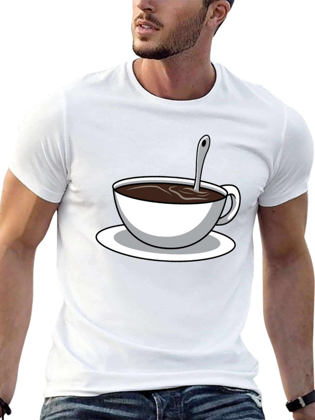 Black Coffee Cup Graphic T-Shirt - Black Cotton Blend view 13