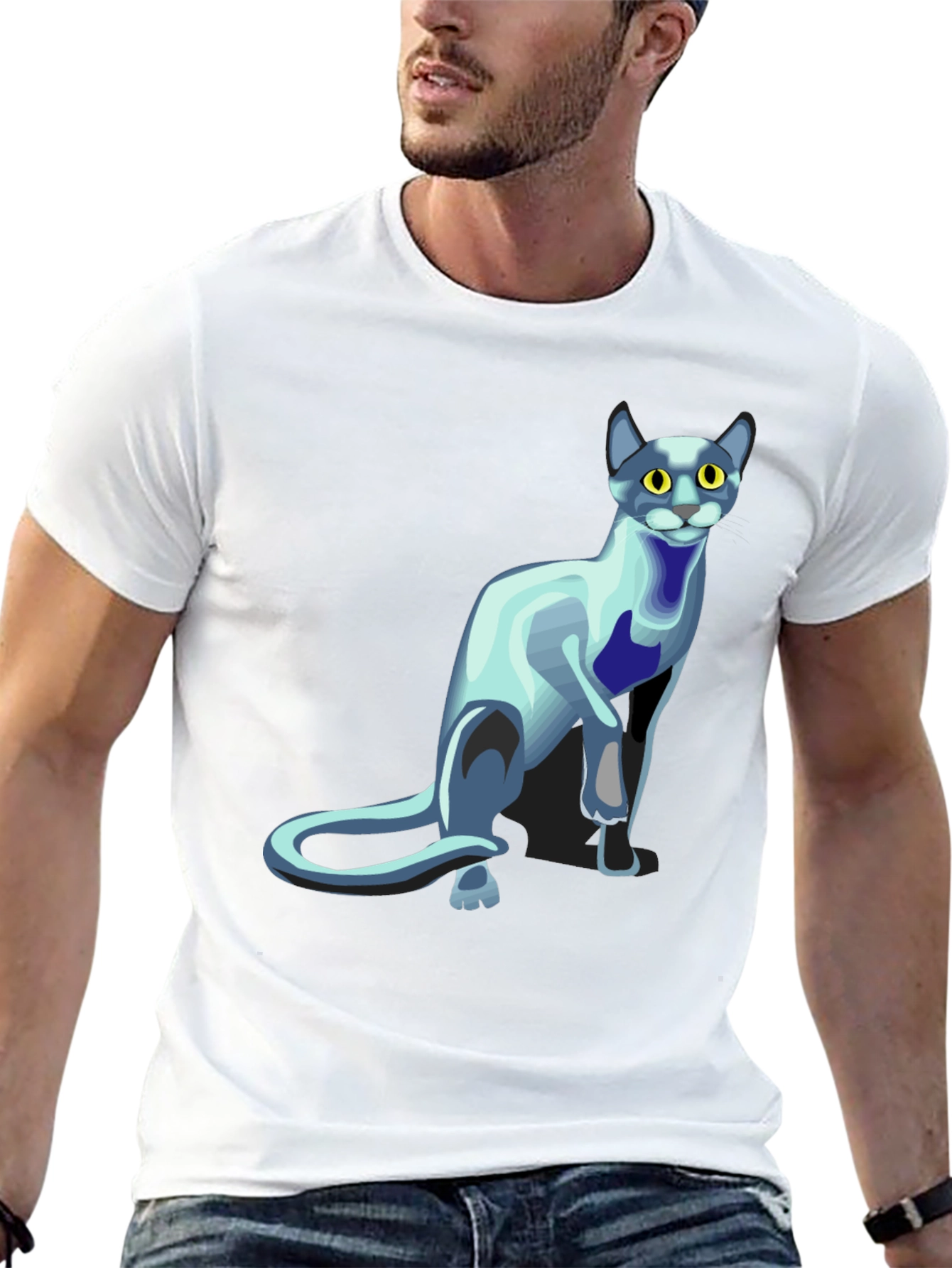 Black Cool Cat Graphic T-Shirt - Black view 13