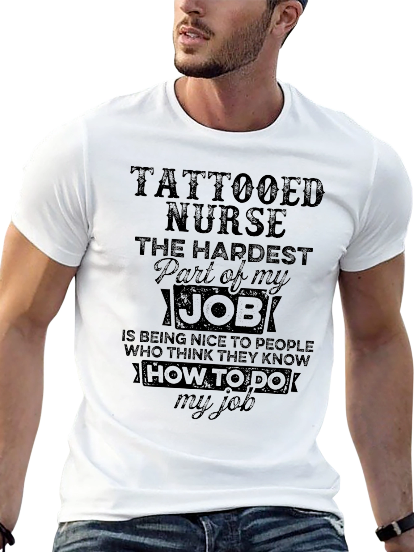 Black Tattooed Nurse T-Shirt - Hardest Part of My Job view 13