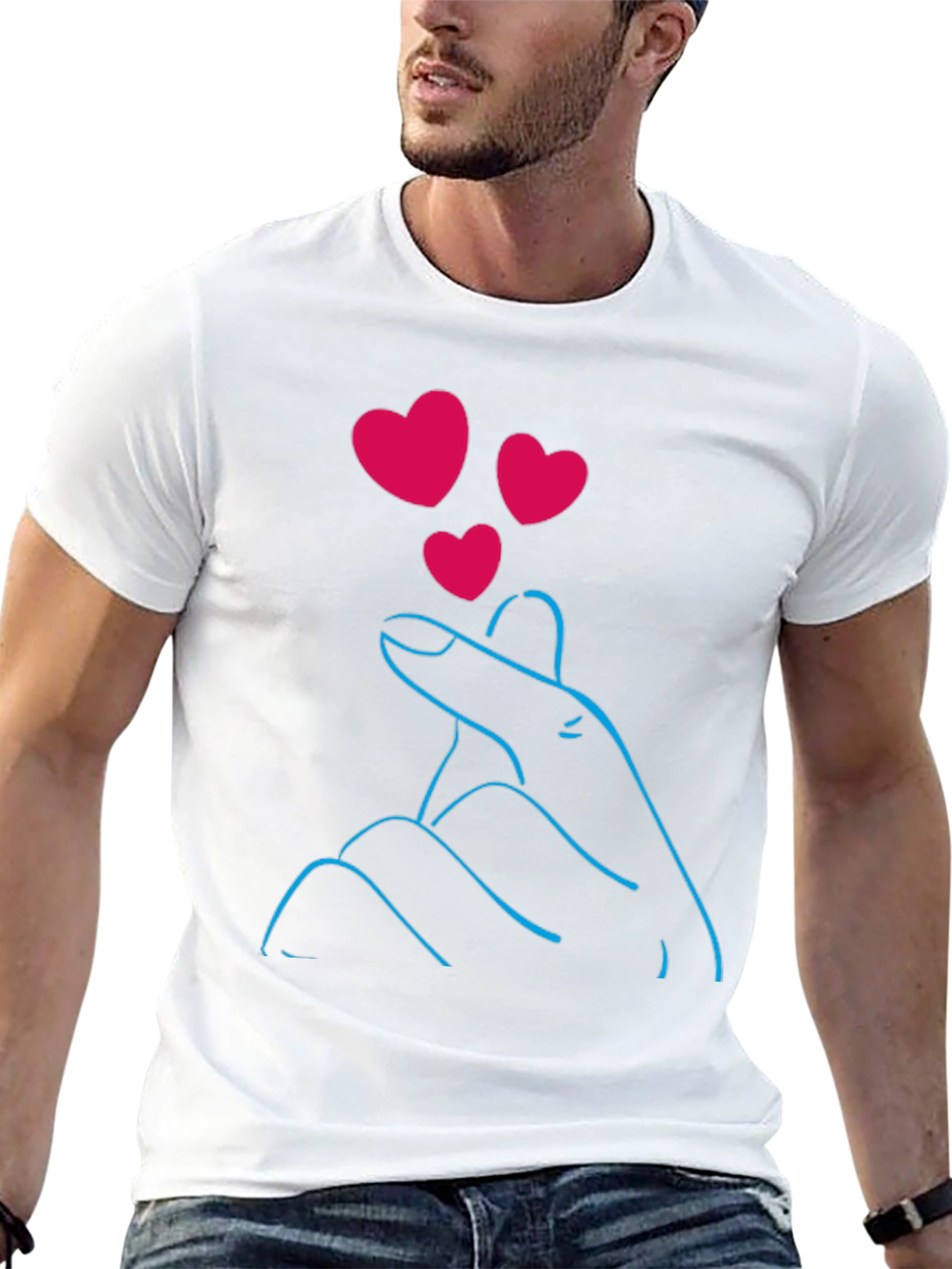 Black Heart Hand Gesture Graphic Tee view 13