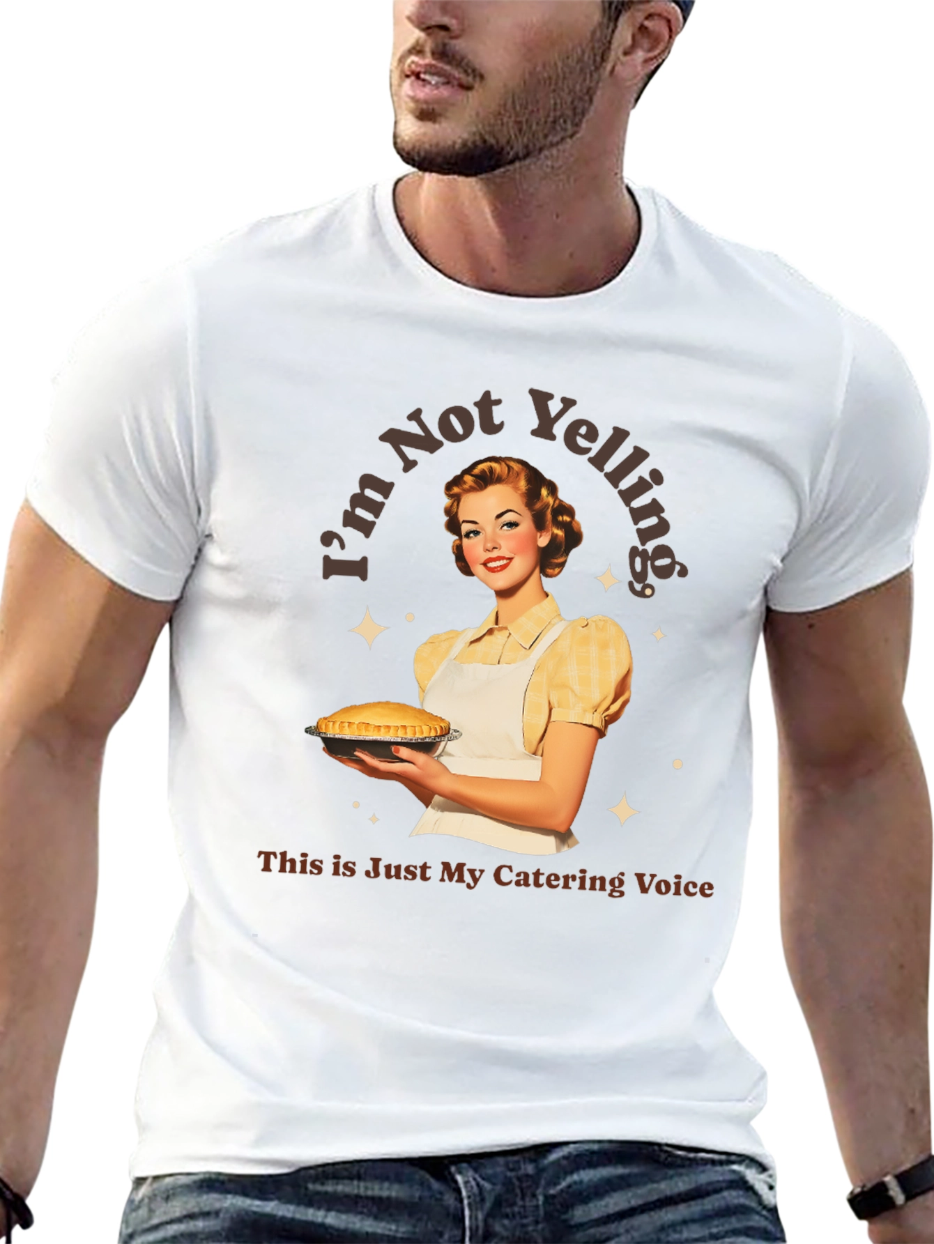Black I'm Not Yelling Catering T-Shirt view 13