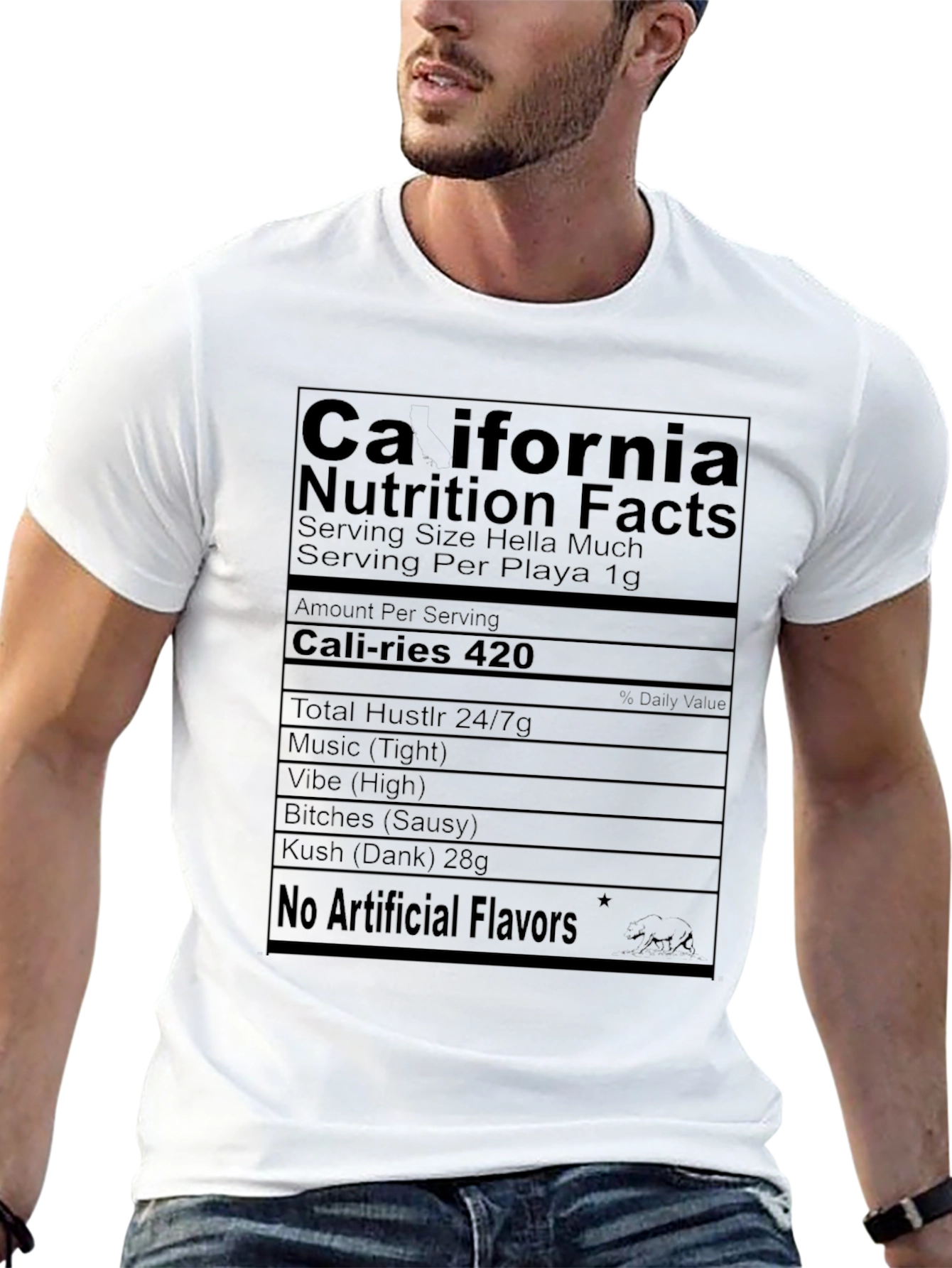 Black California Nutrition Facts Black T-Shirt view 13