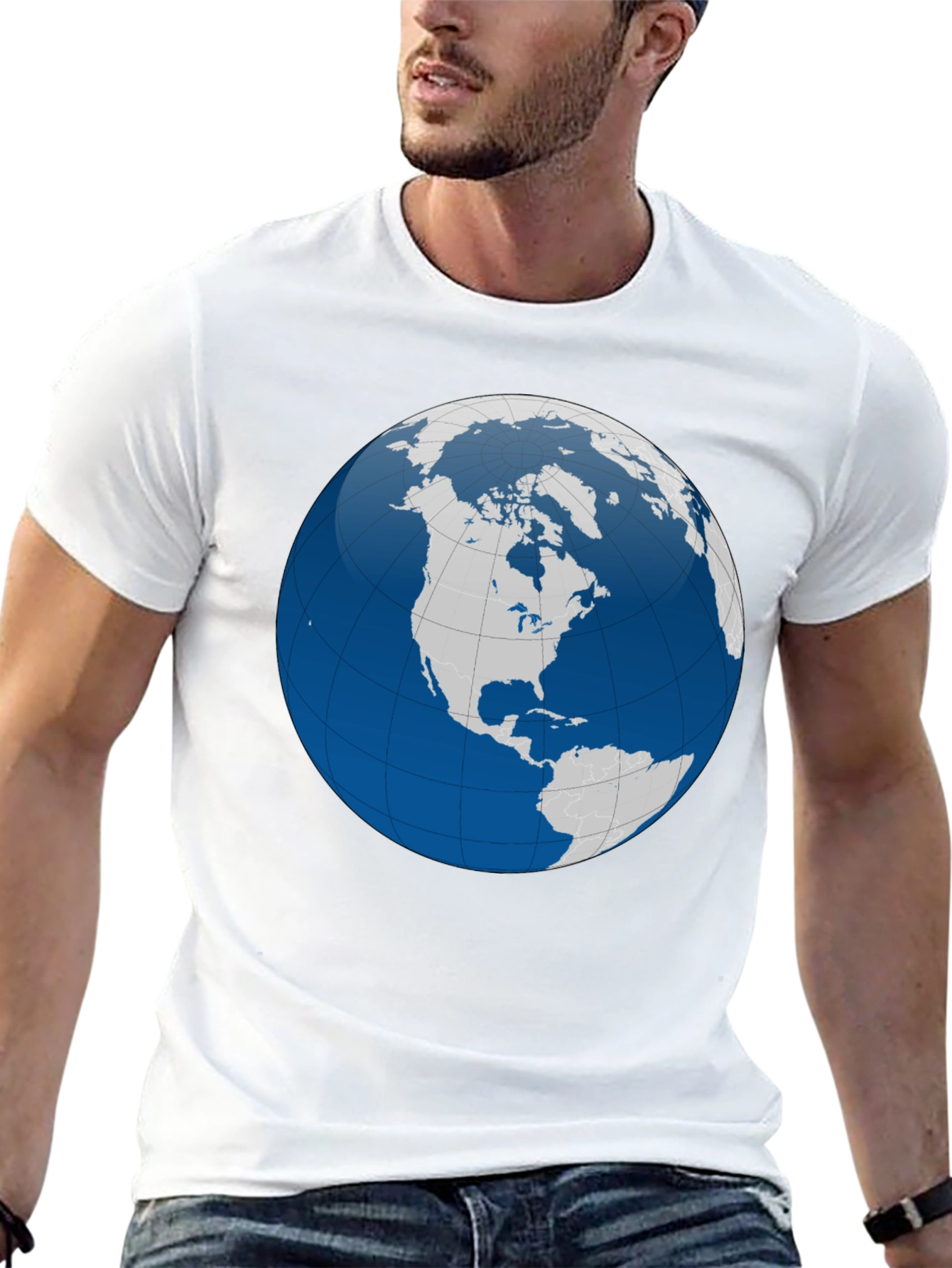 Black Globe Graphic T-Shirt - Black Cotton Tee view 13