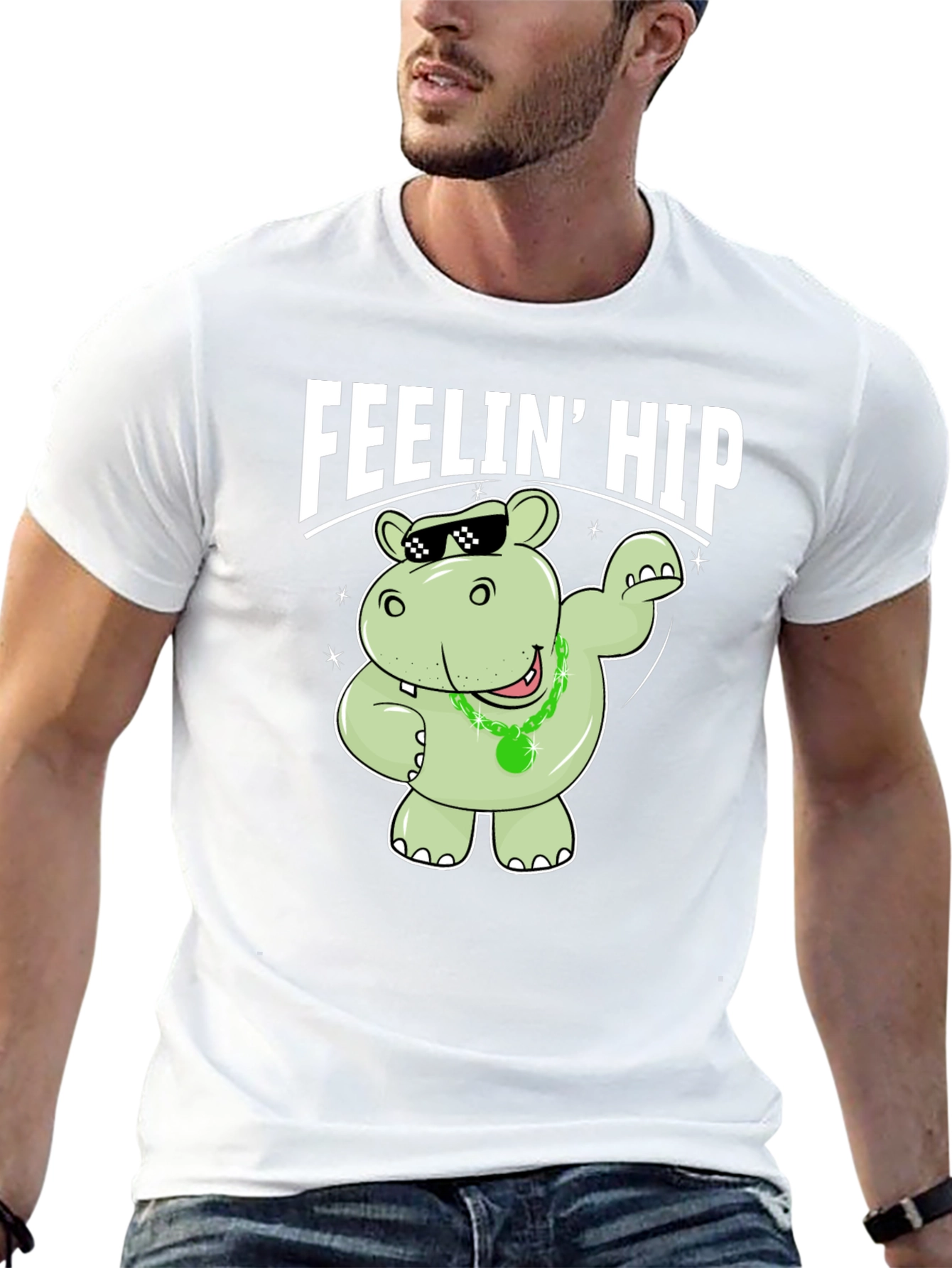 Black Feelin' Hip Hippo T-Shirt - Black view 13